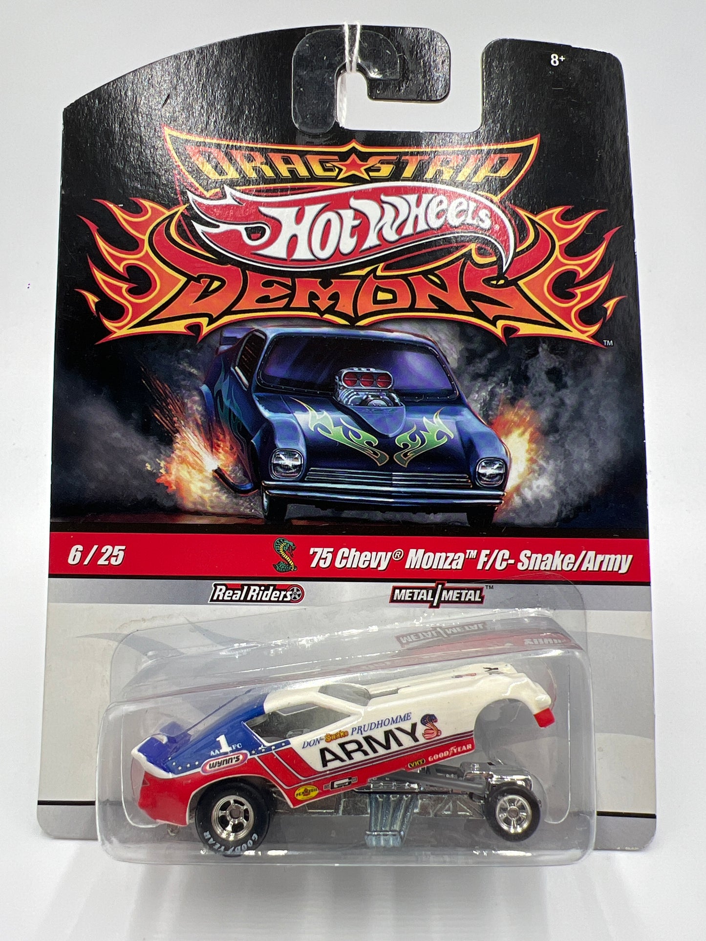 Hot Wheels Premium Drag Strip Demons #6 75 Chevy Monza F/C Snake/Army