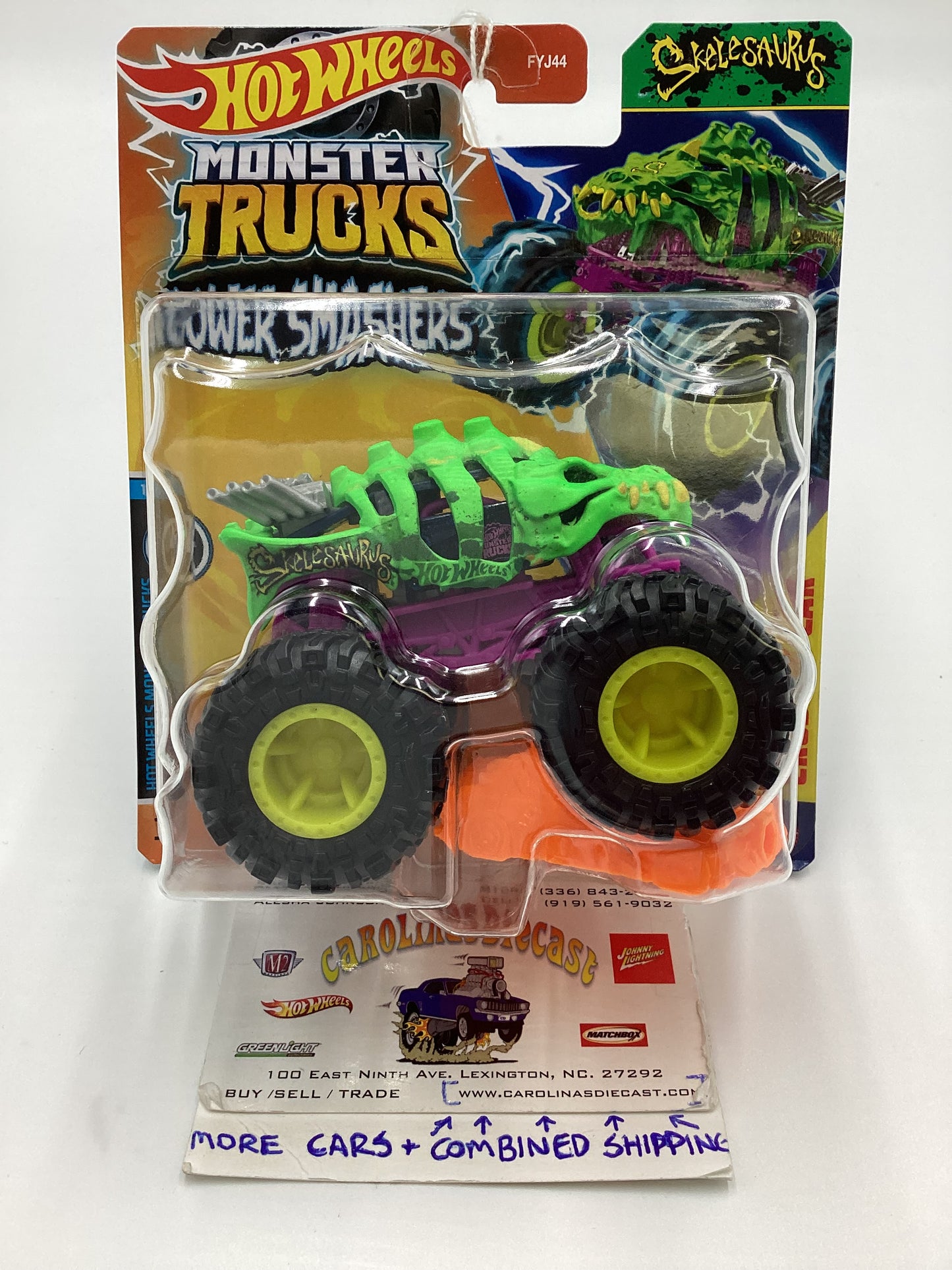 2024 Hot wheels Monster Trucks Power Smashers #1 Skelesaurus Green 133E