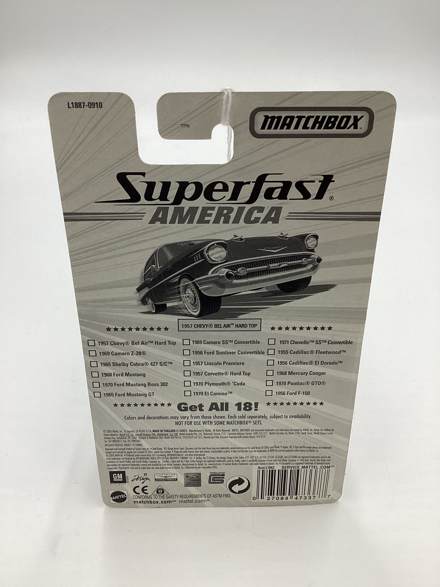 Matchbox Superfast America #1 1957 Chevy Bel Air Hard Top 174F