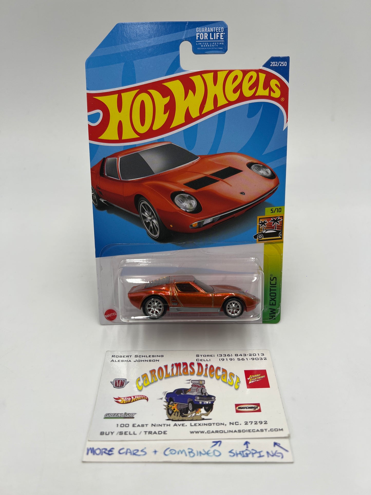 2022 Hot Wheels Super Treasure Hunt #202 71 Lamborghini Miura SV Orange W/Protector J-Hook Vein