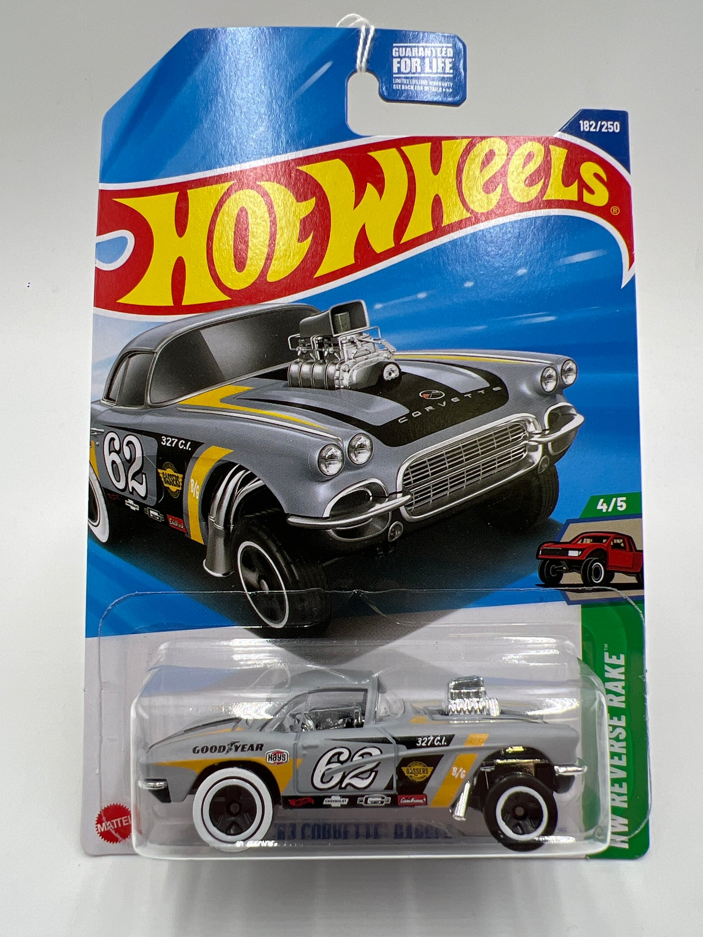 2025 Hot Wheels J Case HW Reverse Rake #182 62 Corvette Gasser Gray 8D