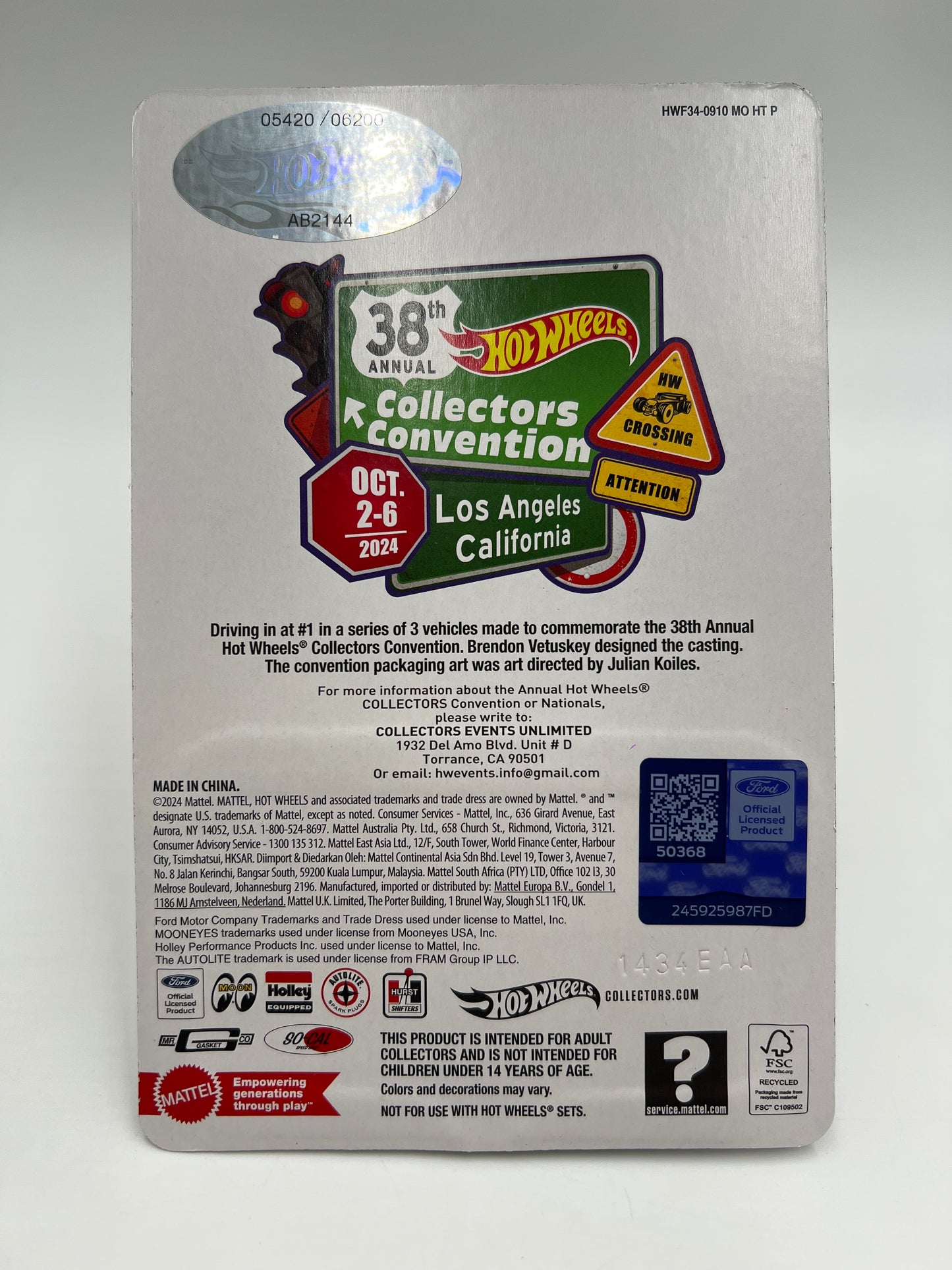 2024 Hot Wheels 38th Annual Collectors Convention LA #5420/6200 32 Ford Purple W/Protector