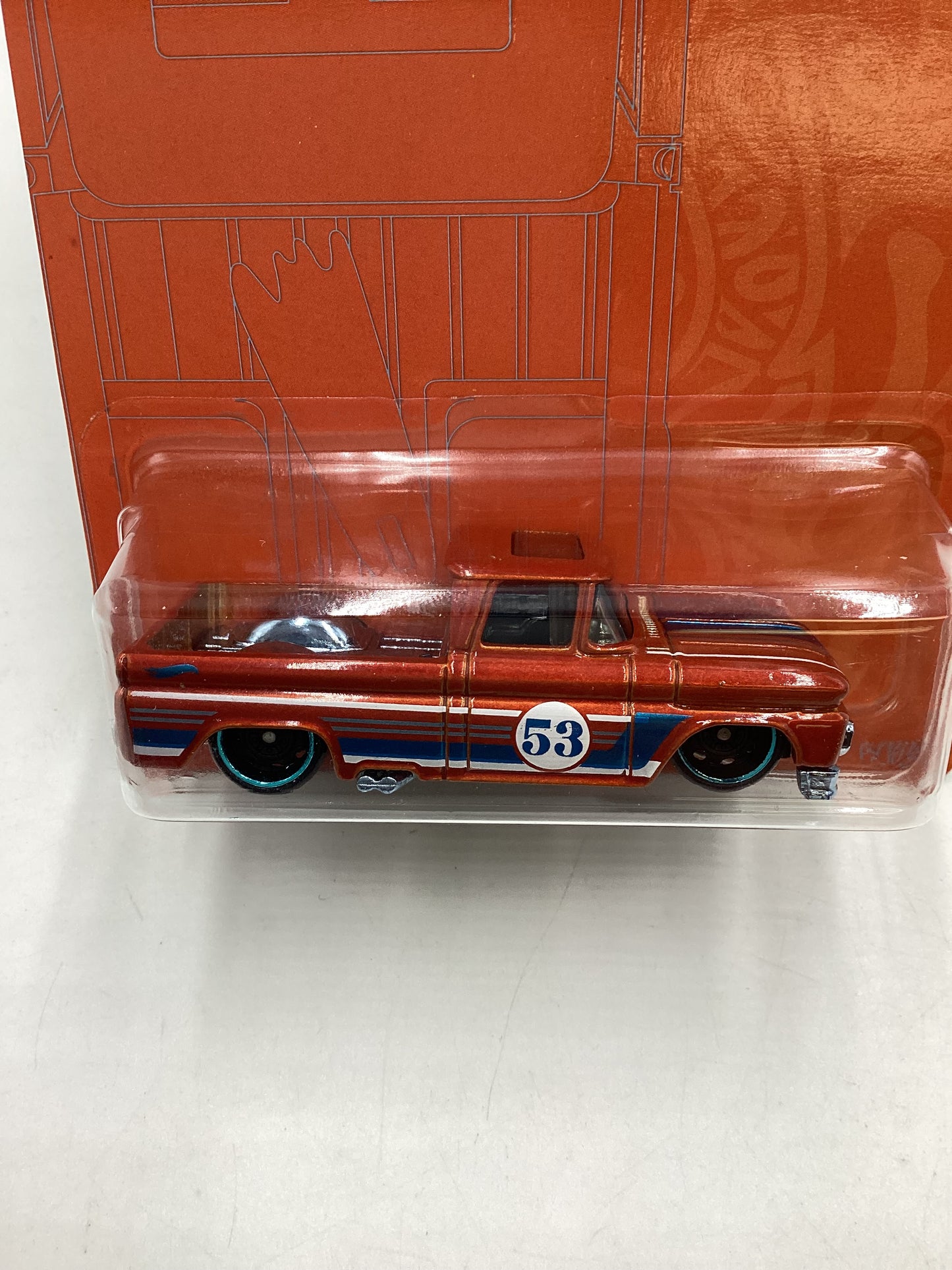 2021 Hot wheels 53rd anniversary Orange and blue Custom 62 Chevy Pickup 158B