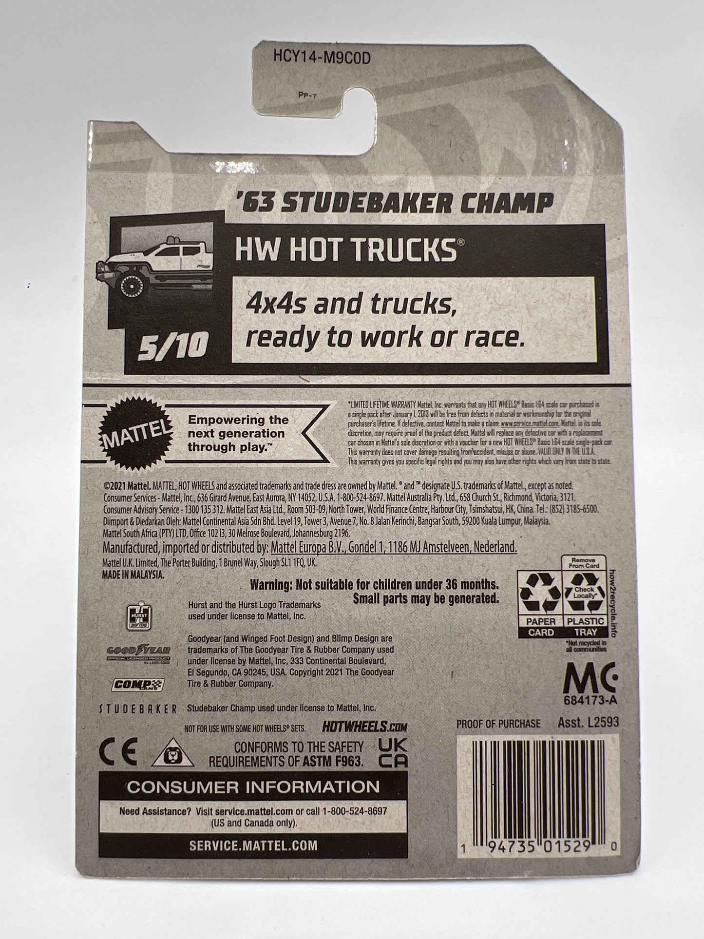 2022 Hot Wheels Super Treasure Hunt #93 63 Studebaker Champ Black W/Protector