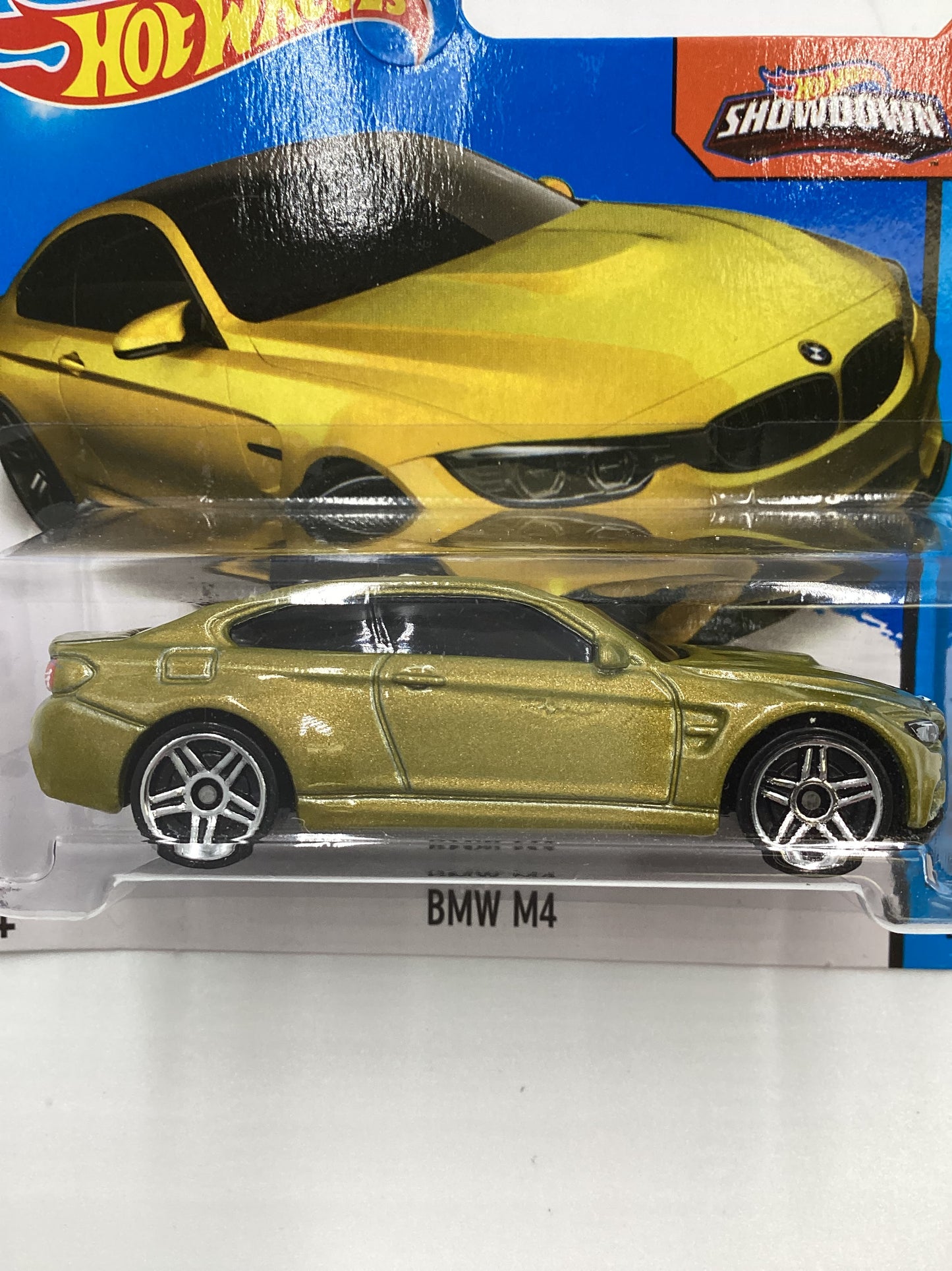 2015 Hot wheels #24 Blue BMW M4 Yellow Short Card 109A