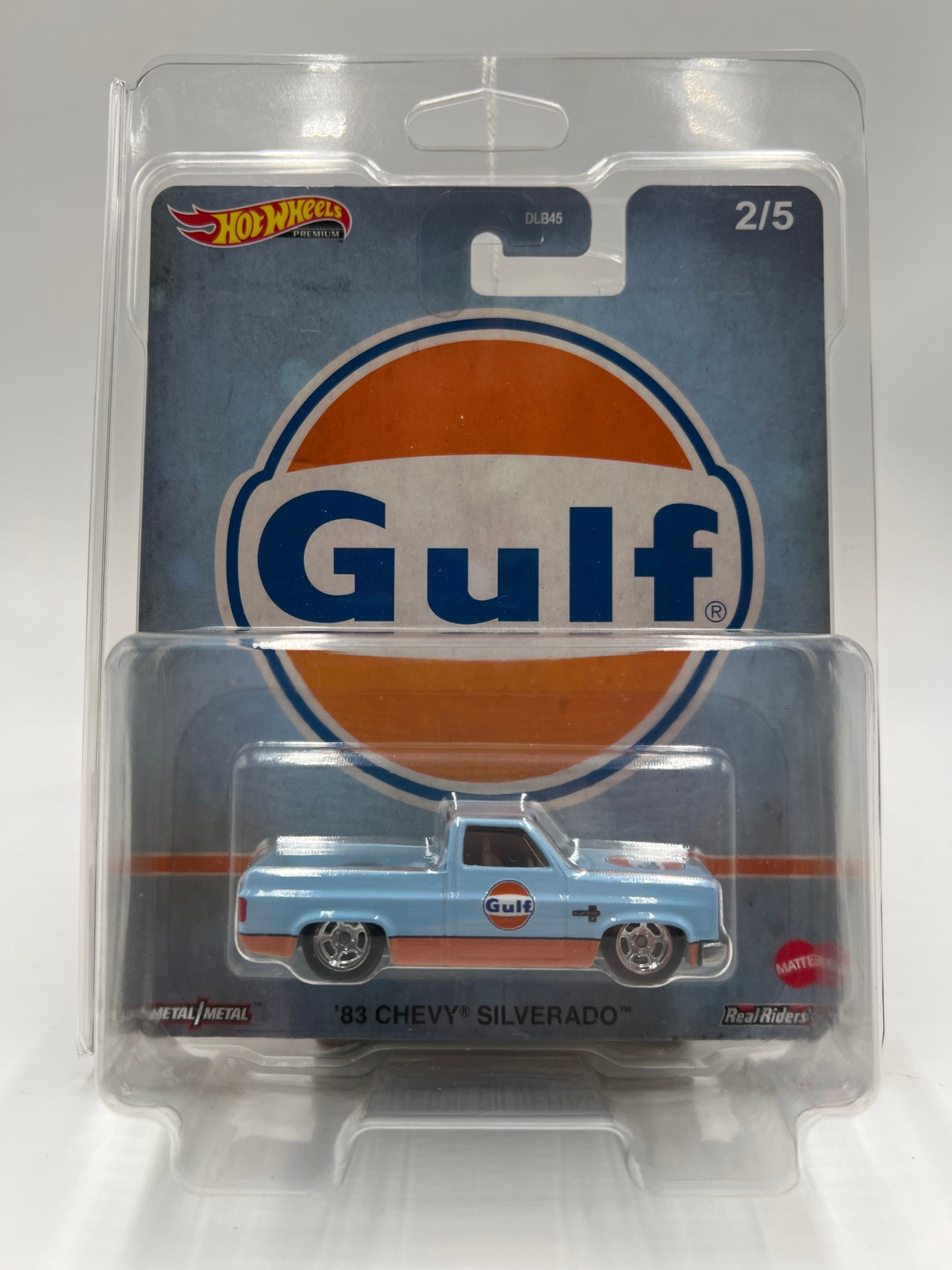 Hot Wheels Car Culture Vintage Oil #2 83 Chevy Silverado Gulf Blue W/Protector
