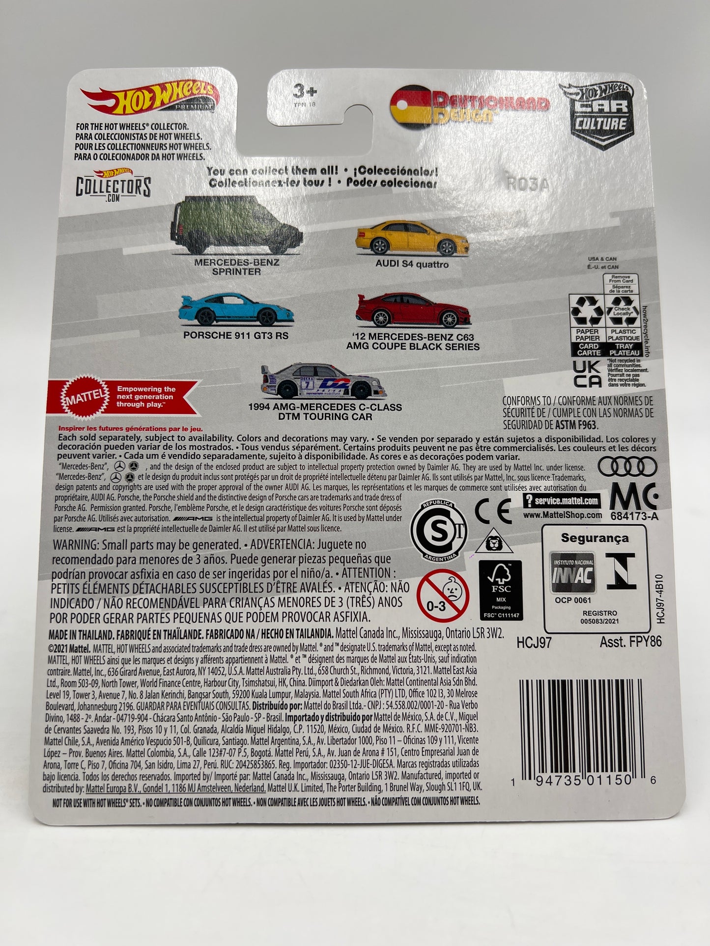 Hot Wheels Premium Car Culture Deutschland Design CHASE #0 12 Mercedes-Benz C63 AMG Coupe Black Series W/Protector