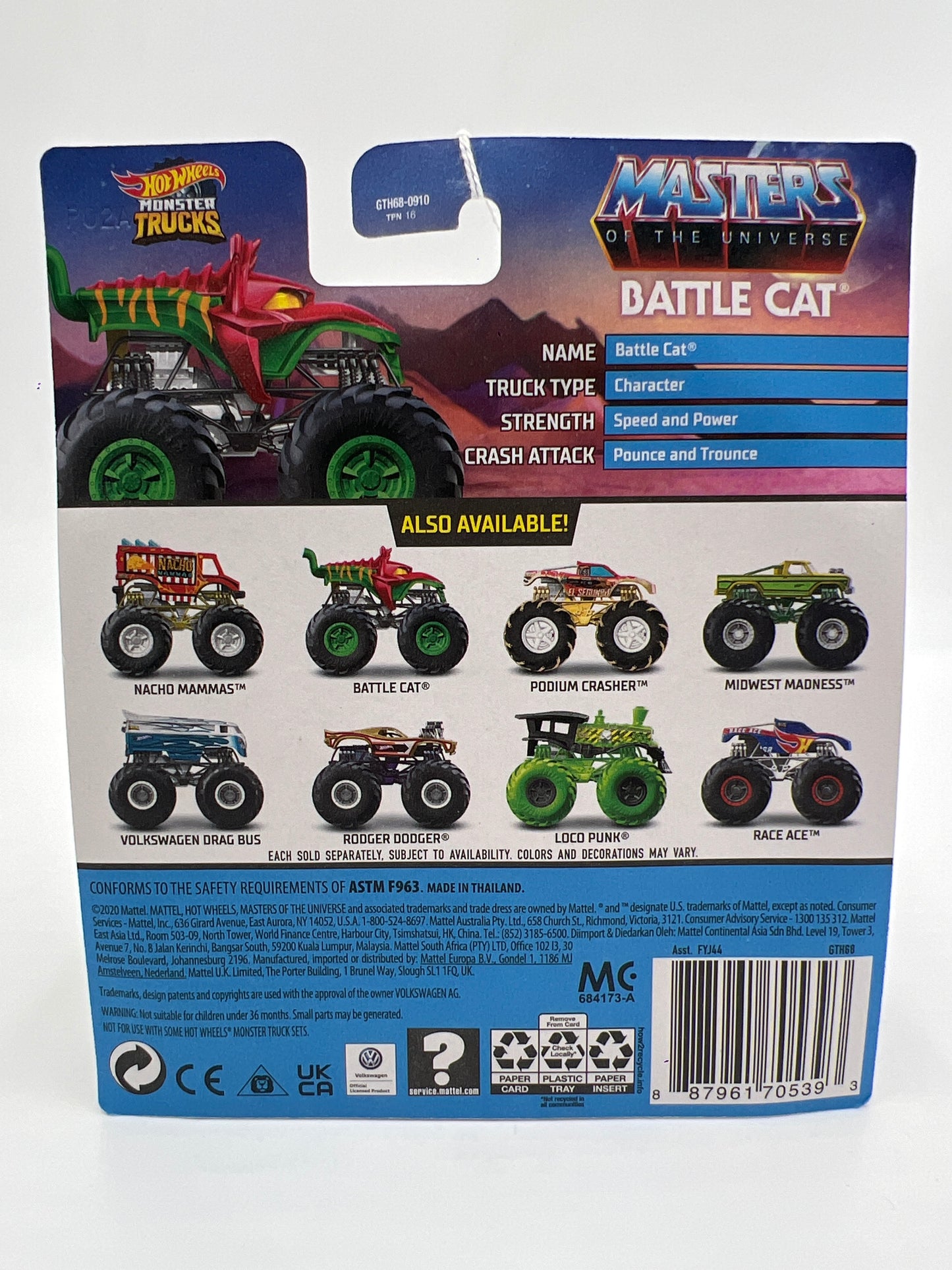 2021 Hot Wheels Monster Trucks Masters of the Universe #38 Battle Cat 133A