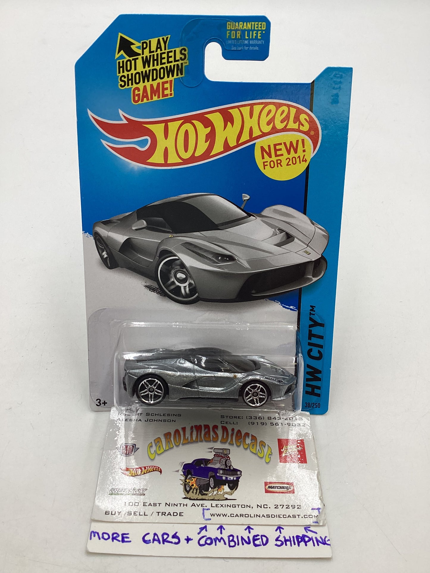 2014 Hot wheels #38 Laferrari Silver w/Protector