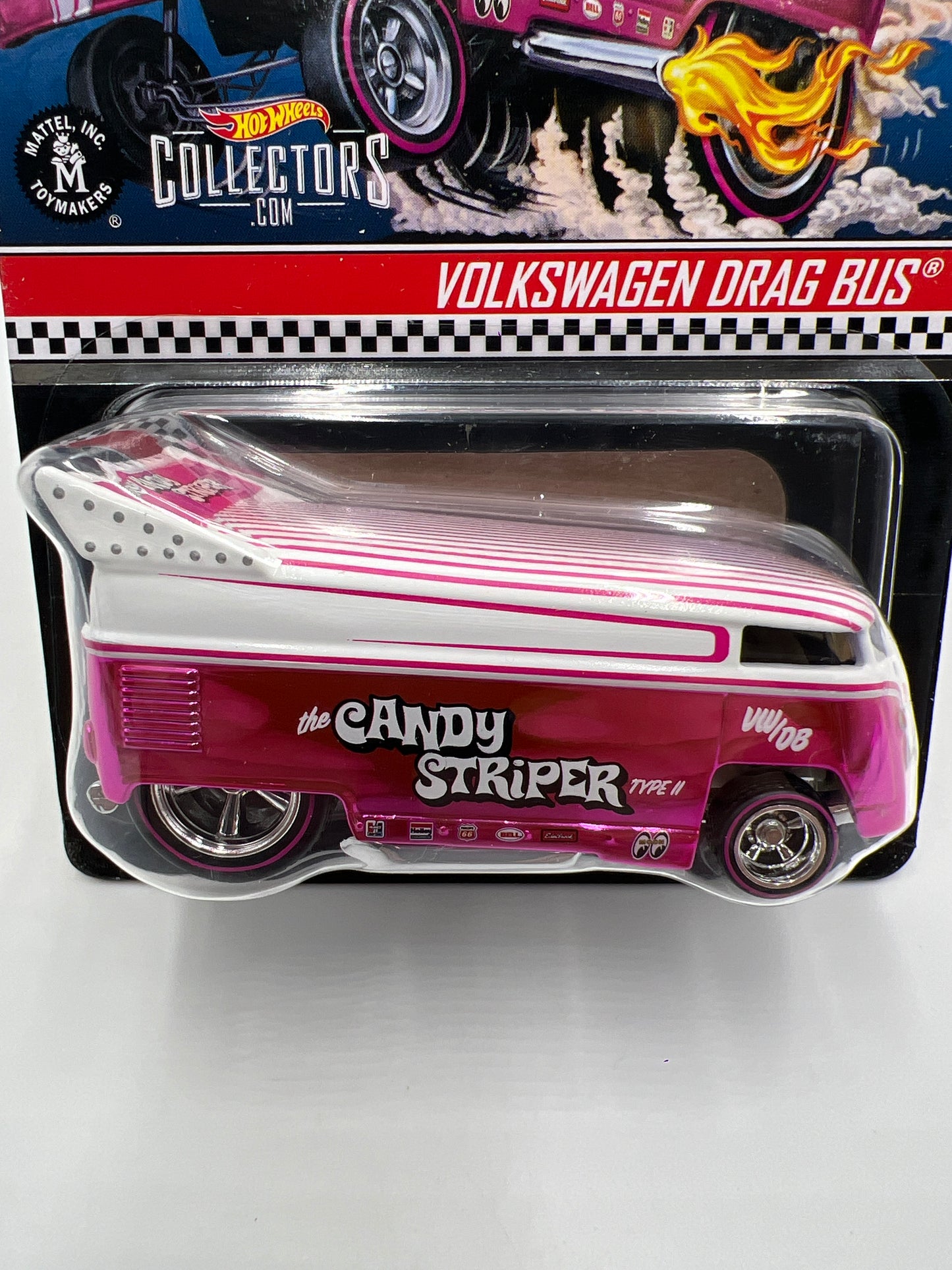 Hot Wheels RLC #19276/20000 Candy Striper Silver Logo Volkswagen Drag Bus Pink W/Protector