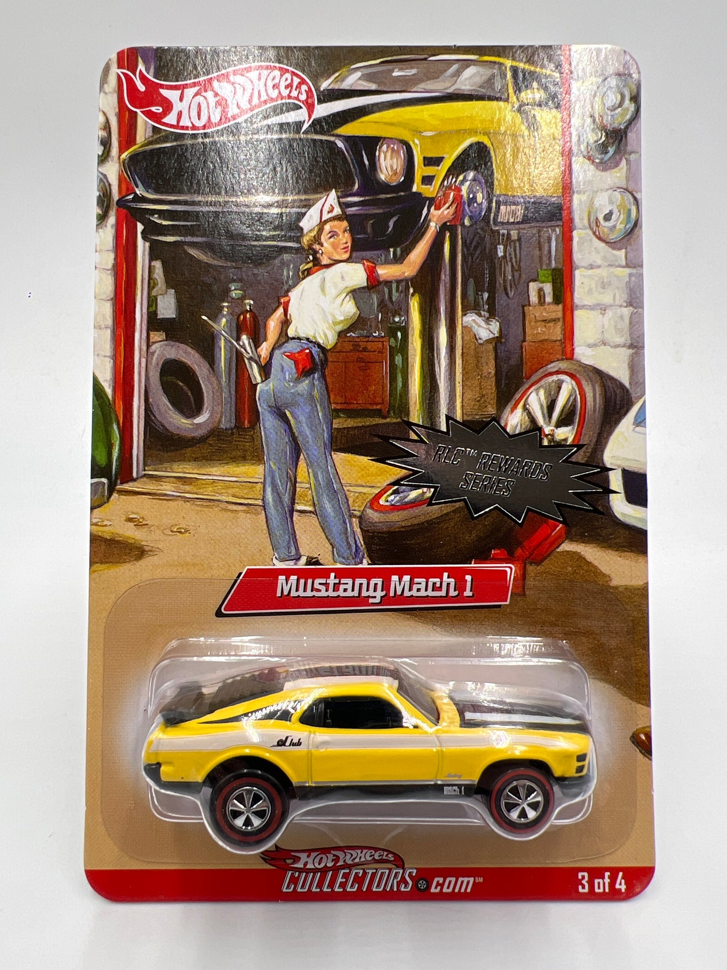 2007 Hot Wheels RLC Rewards Series #3 Mustang Mach 1 Yellow 6487/6962 W/Protector