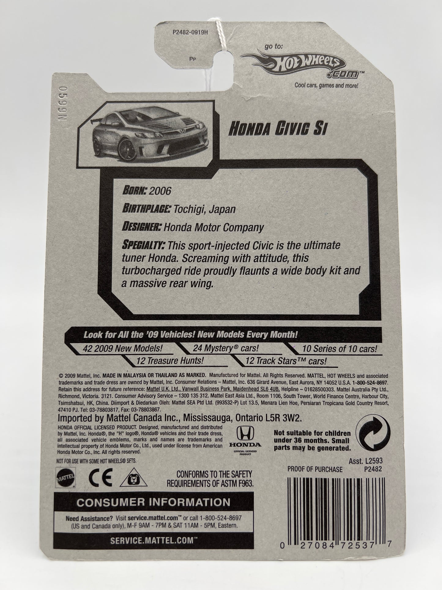 2009 Hot Wheels Modified Rides #162 Honda Civic Si Gray Has Vein SR