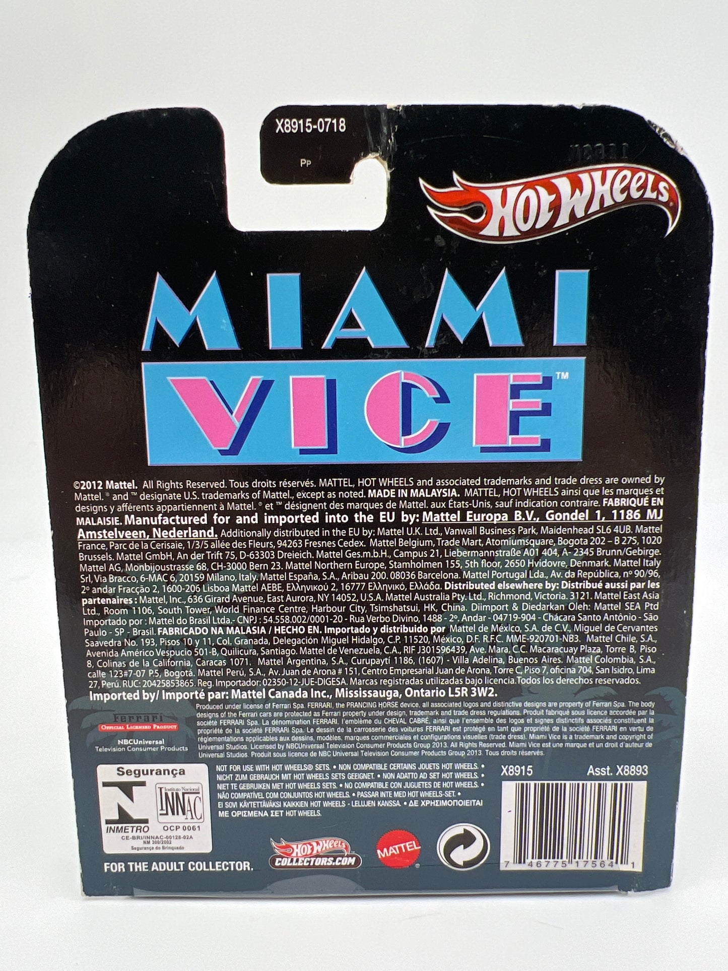 Hot Wheels Retro Entertainment Miami Vice Ferrari F512M White W/Protector