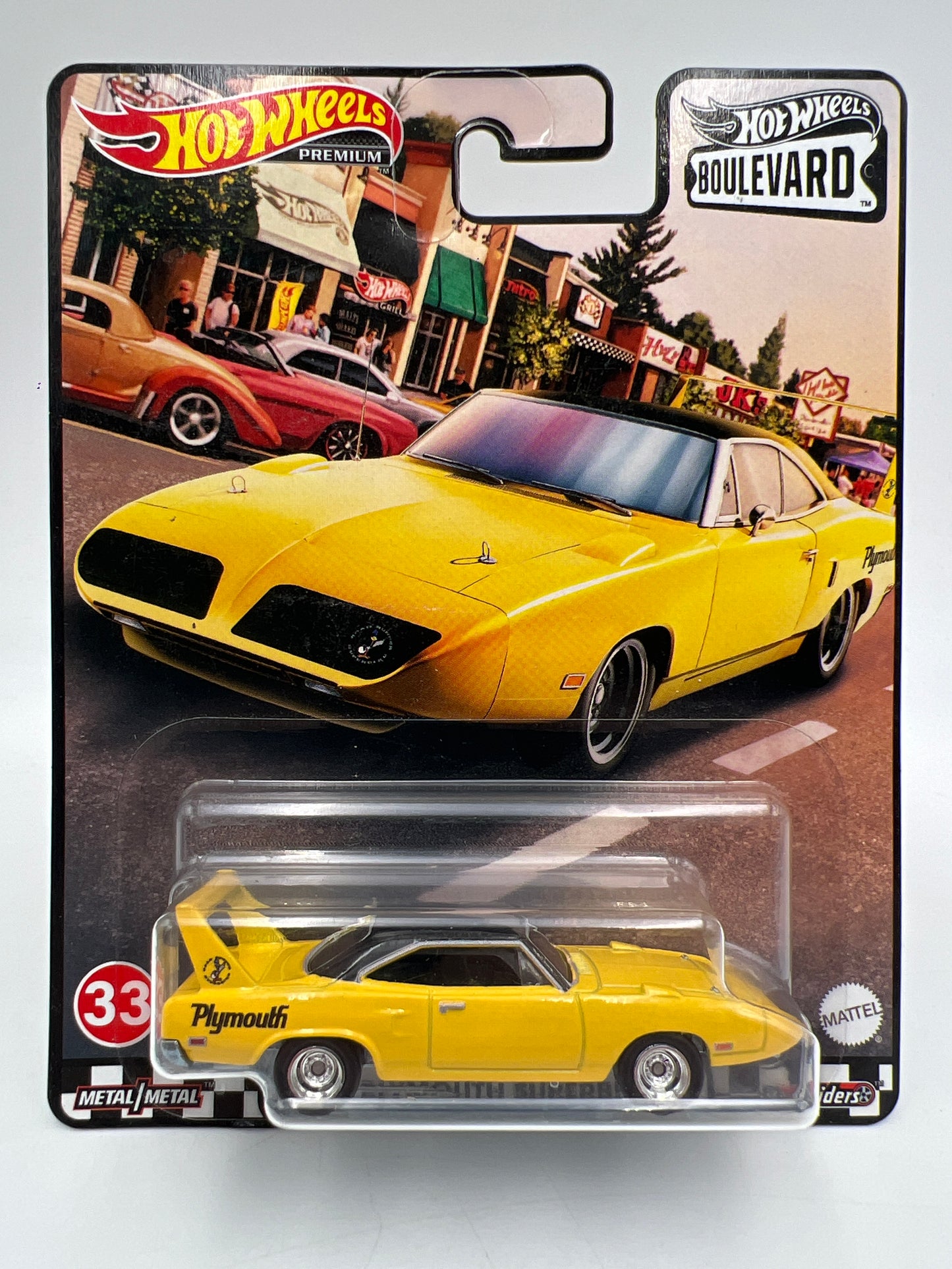 Hot Wheels Premium Boulevard #33 70 Plymouth Superbird Yellow W/Protector