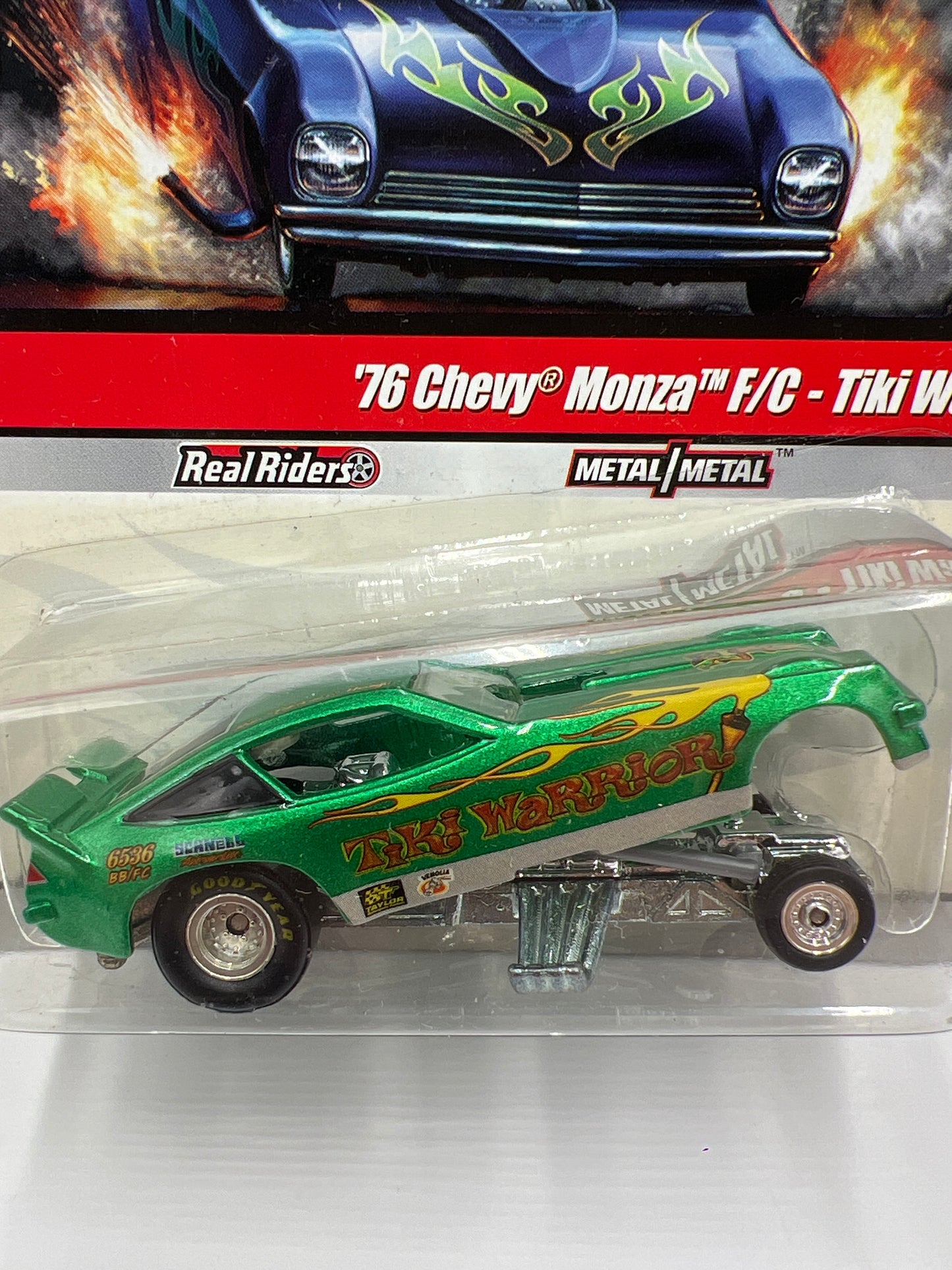 Hot Wheels Drag Strip Demons #8 76 Chevy Monza F/C Tiki Warrior W/Protector