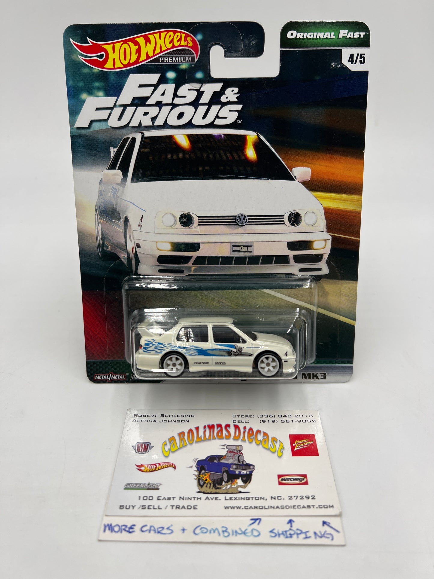 Hot Wheels Fast & Furious Original Fast #4 Volkswagen Jetta MK3 White W/Protector