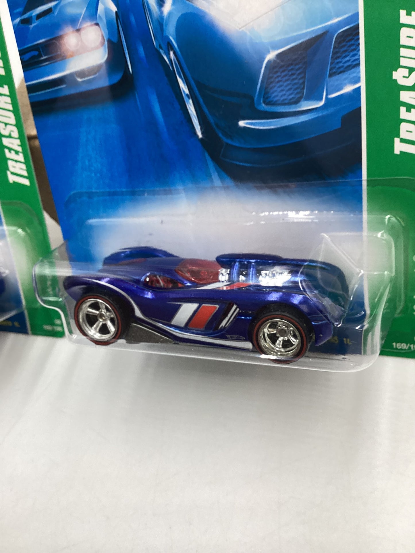 2008 Hot Wheels Super Treasure Hunt + Treasure Hunt 16 Angels Blue #169 with protector