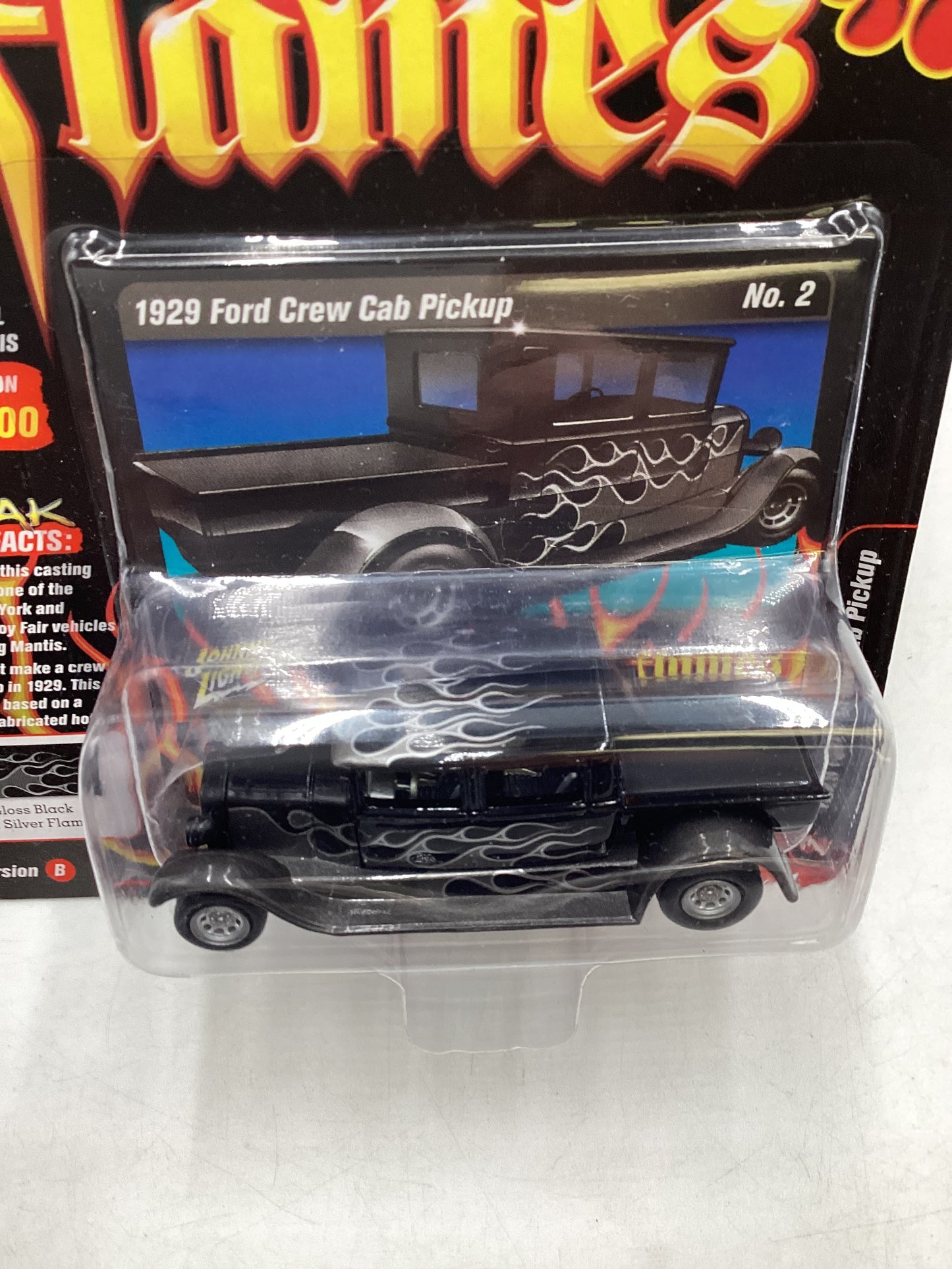 Johnny Lightning Street freaks 1929 Ford Crew Cab Pickup Black with Silver Flames 218E