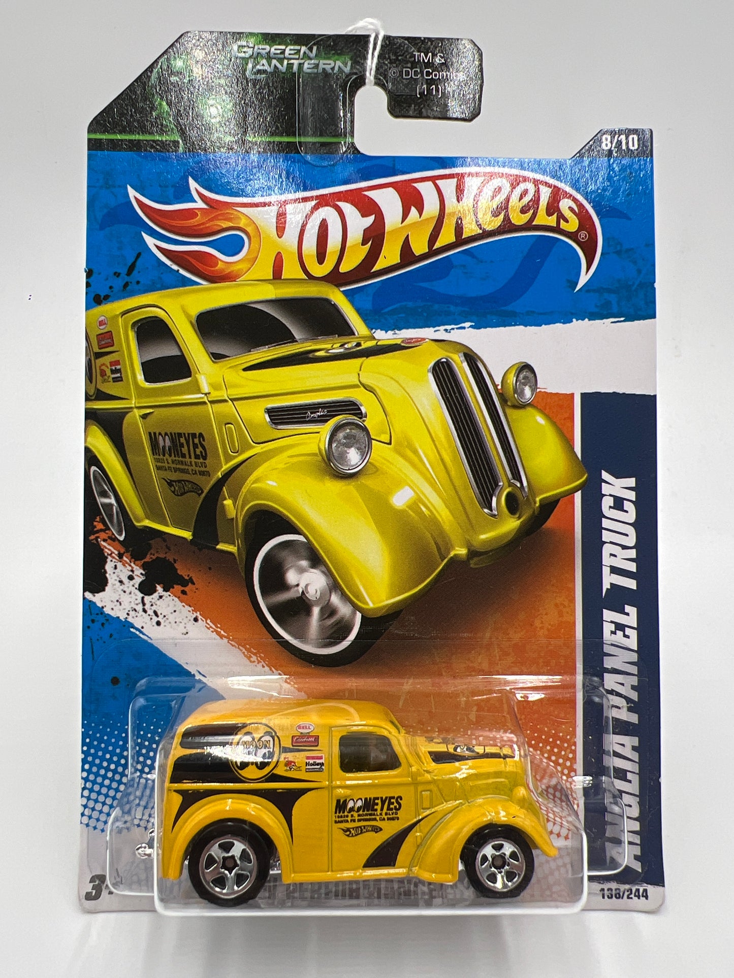 2011 Hot Wheels Performance #138 Anglia Panel Truck Yellow Mooneyes Green Lantern Card 53D