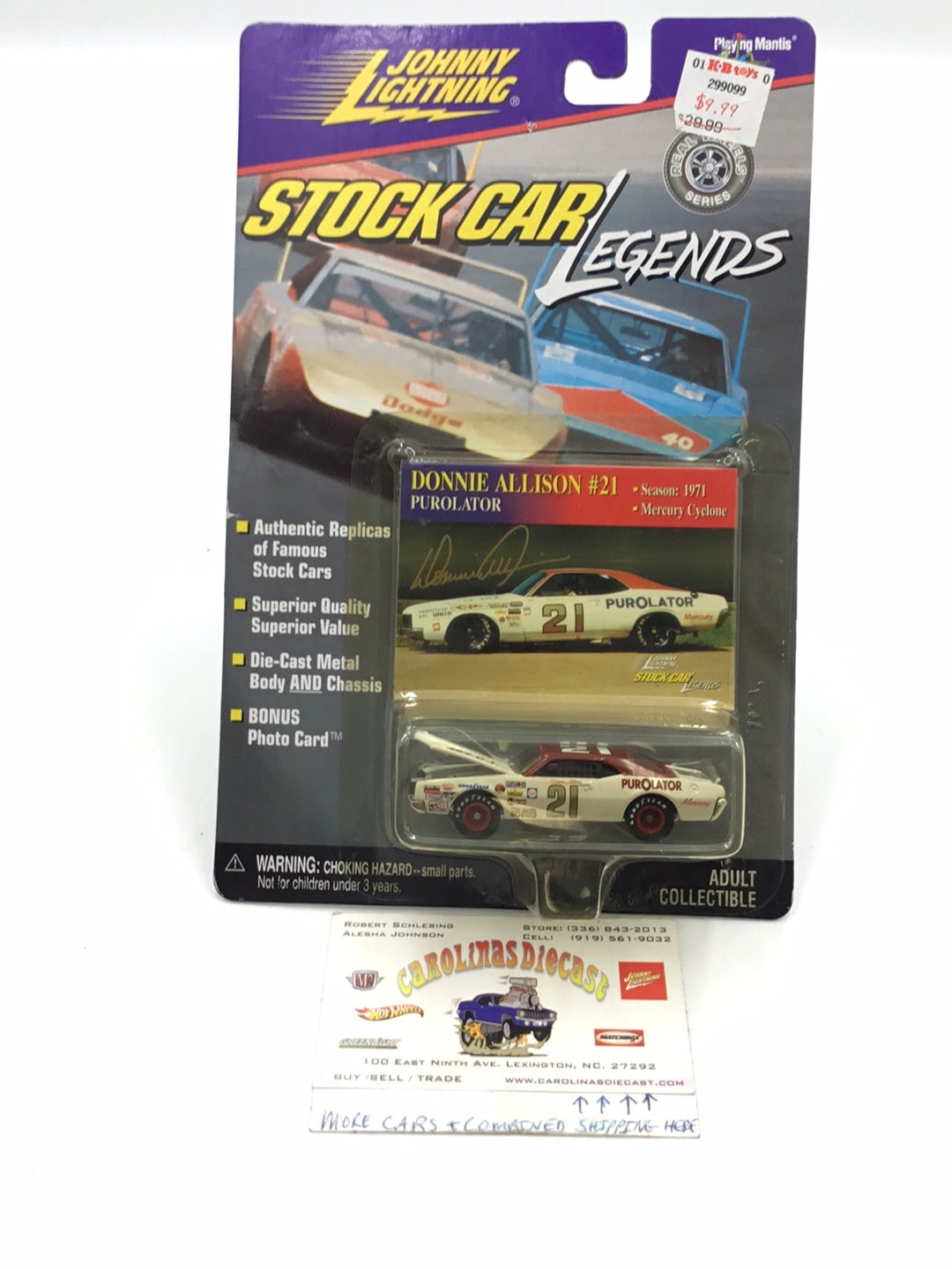 Johnny lightning Stock Car Legends #21 Donnie Allison Mercury Cyclone 210G