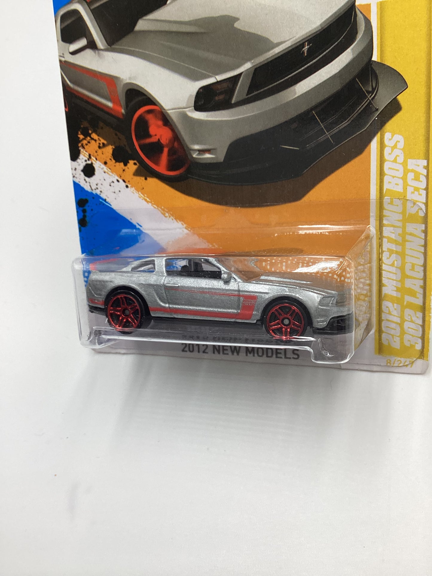 2012 Hot Wheels #8 2012 Mustang Boss 302 Laguna Seca Silver *Cracked Blister* 24H