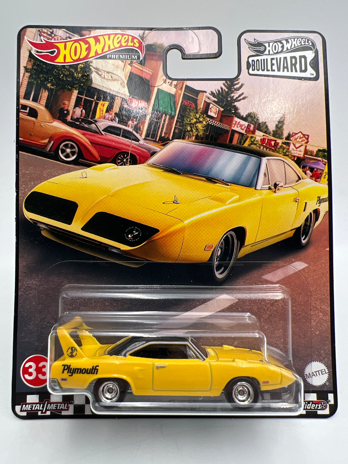 Hot Wheels Premium Boulevard #33 70 Plymouth Superbird Yellow W/Protector