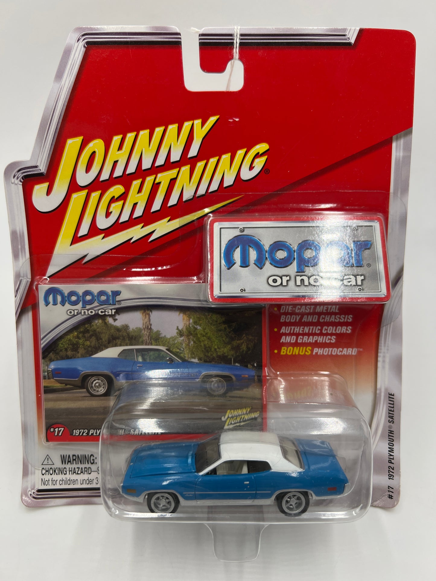 Johnny Lightning Mopar Or No Car #17 1972 Plymouth Satellite Blue 219D