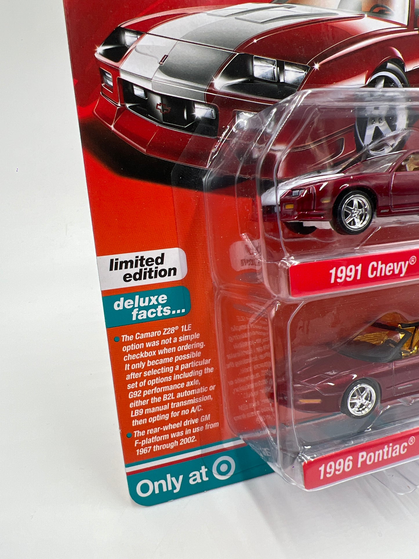 Auto World 2 Pack Target Exclusive Ultra Red CHASE F-Bodies 1991 Camaro Z28 1LE & 1996 Firebird Convertible