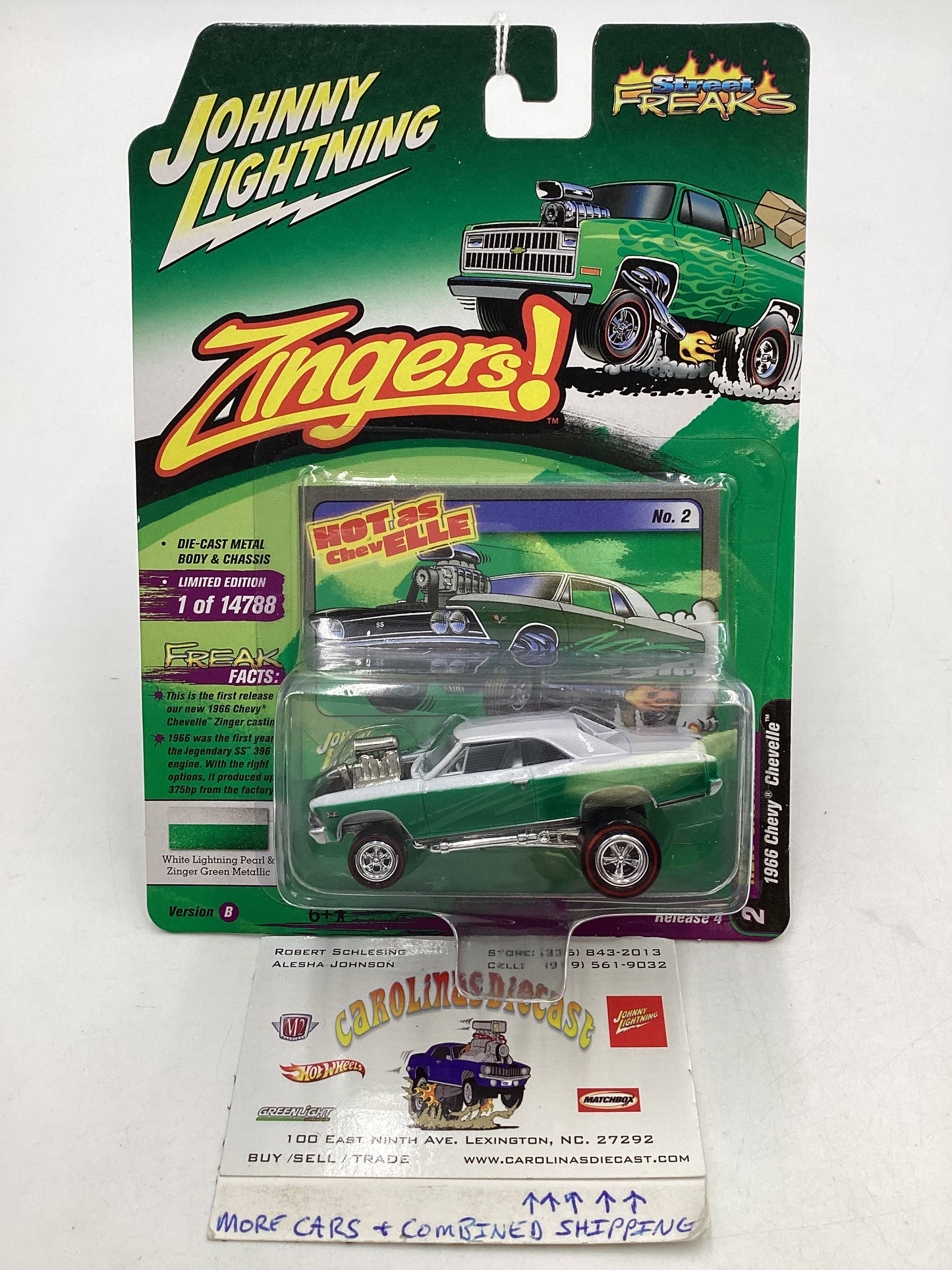 Johnny Lightning ZINGERS Series 2 1966 Chevy Chevelle Green 223B