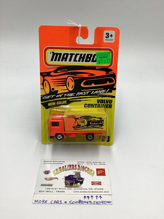 Matchbox Get In The Fast Lane #23  Volvo Container Orange 210B