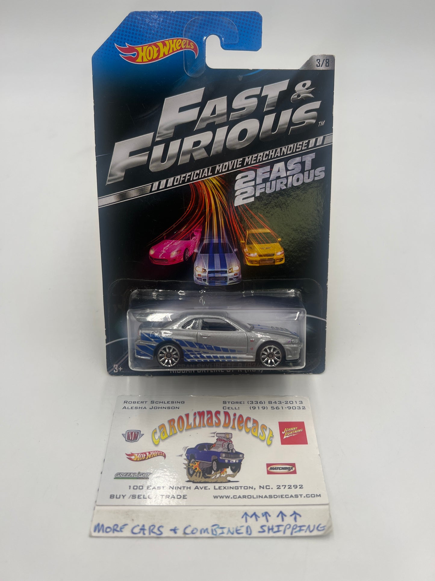 Hot wheels fast and furious Nissan skyline GT-R BNR34 2 fast 2 Furious W/ Protector 3/8