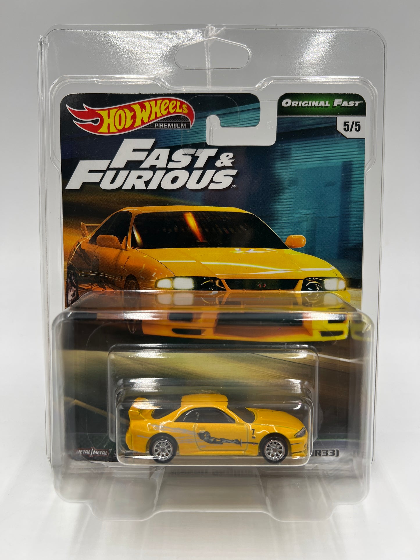 Hot Wheels Fast & Furious Original Fast #5 Nissan Skyline GT-R BCNR33 Yellow W/Protector