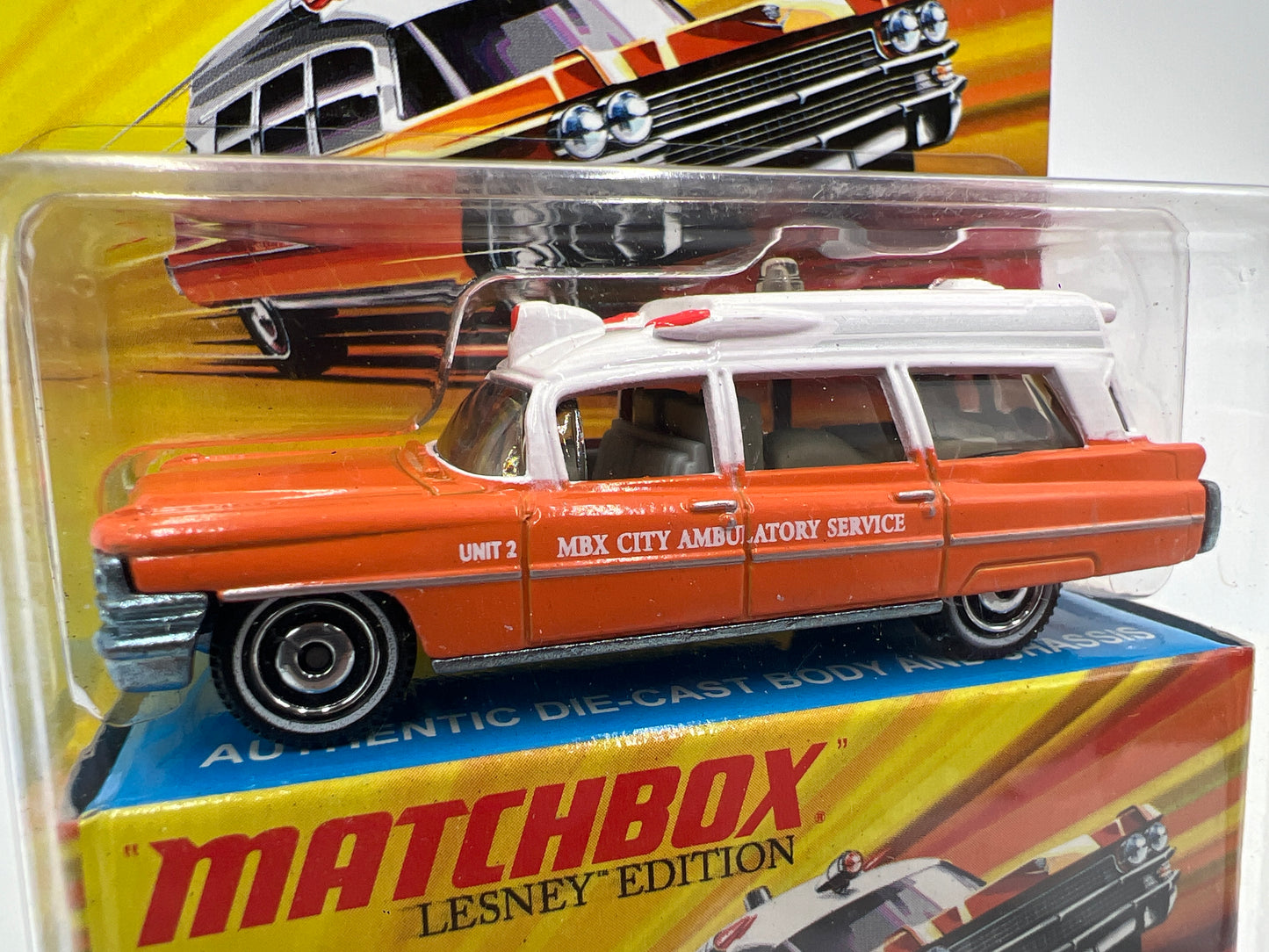 Matchbox Lesley Edition 63 Cadillac Ambulance Orange/White