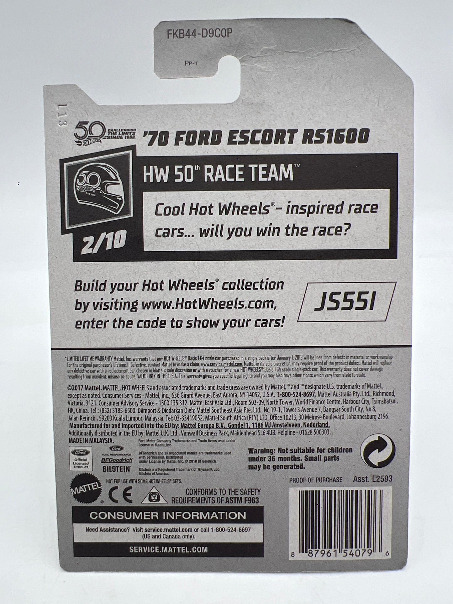 2018 Hot Wheels Super Treasure Hunt 70 Ford Escort RS1600 Blue W/Protector