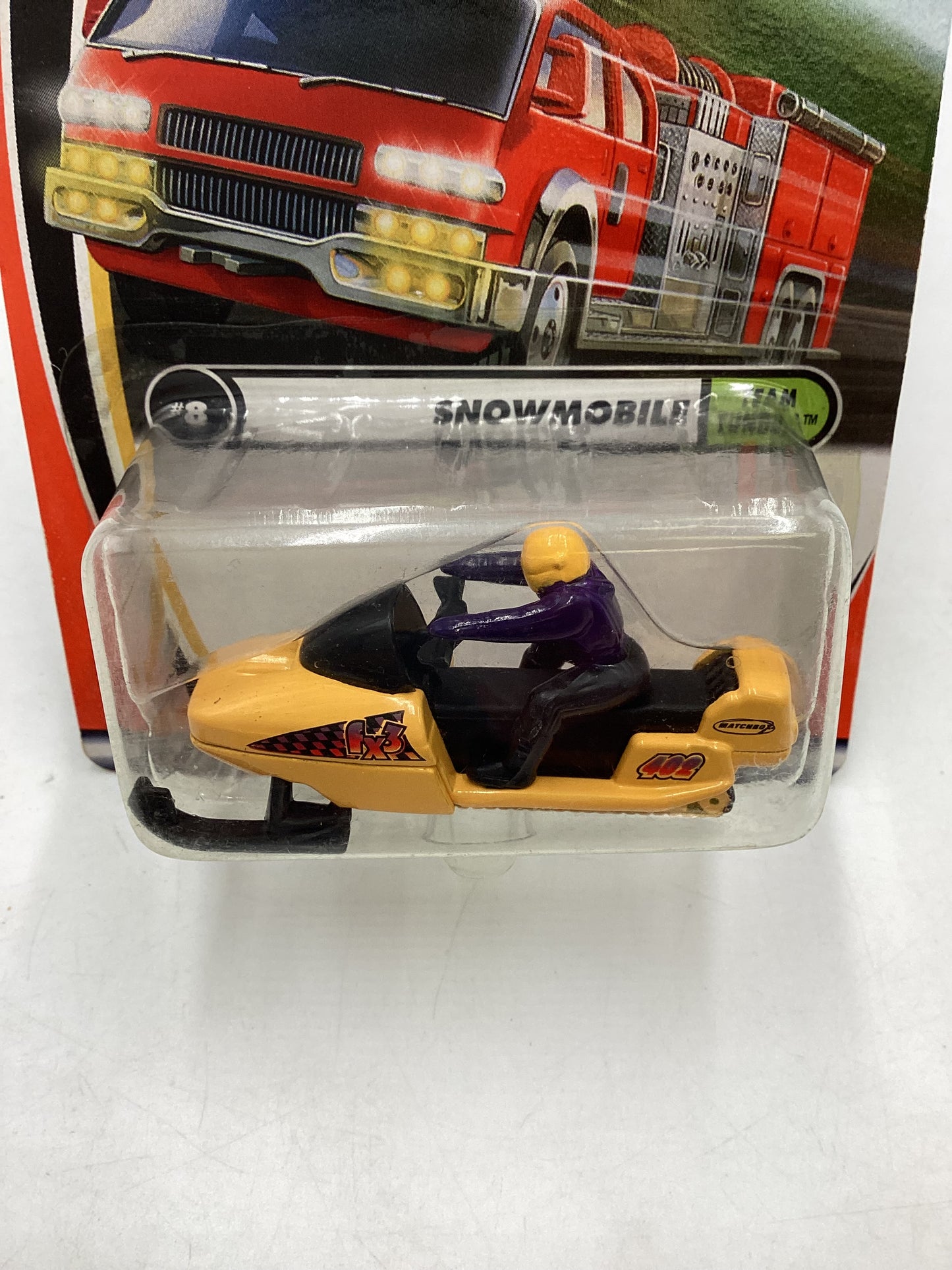 Matchbox #8 Team Tundra Snowmobile Yellow 207E
