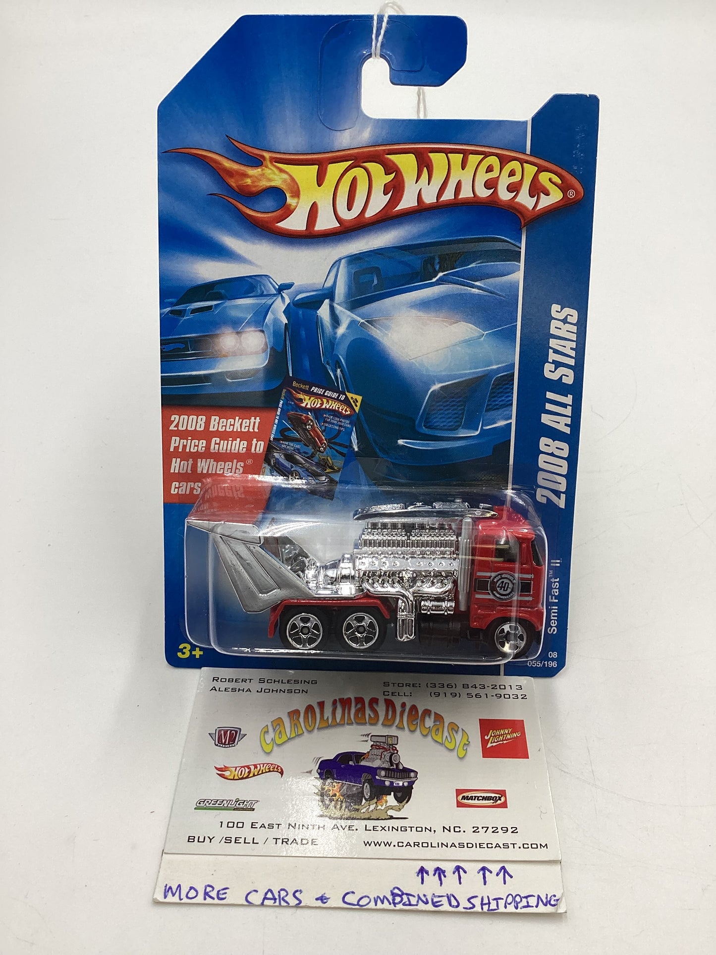 2008 Hot Wheels All Stars #55 Semi Fast II Red Large Wheel Variation EE2