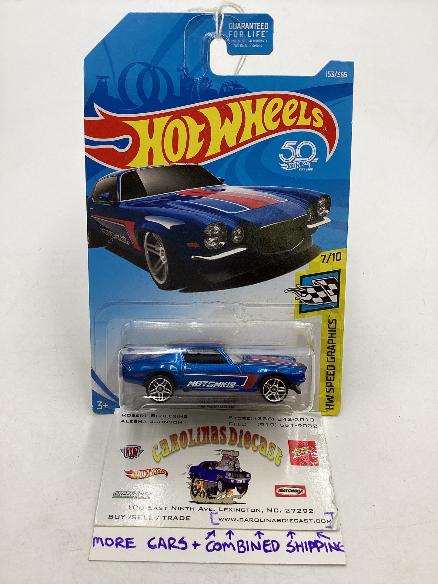 2018 Hot Wheels #153 Blue 70 Camaro 17F