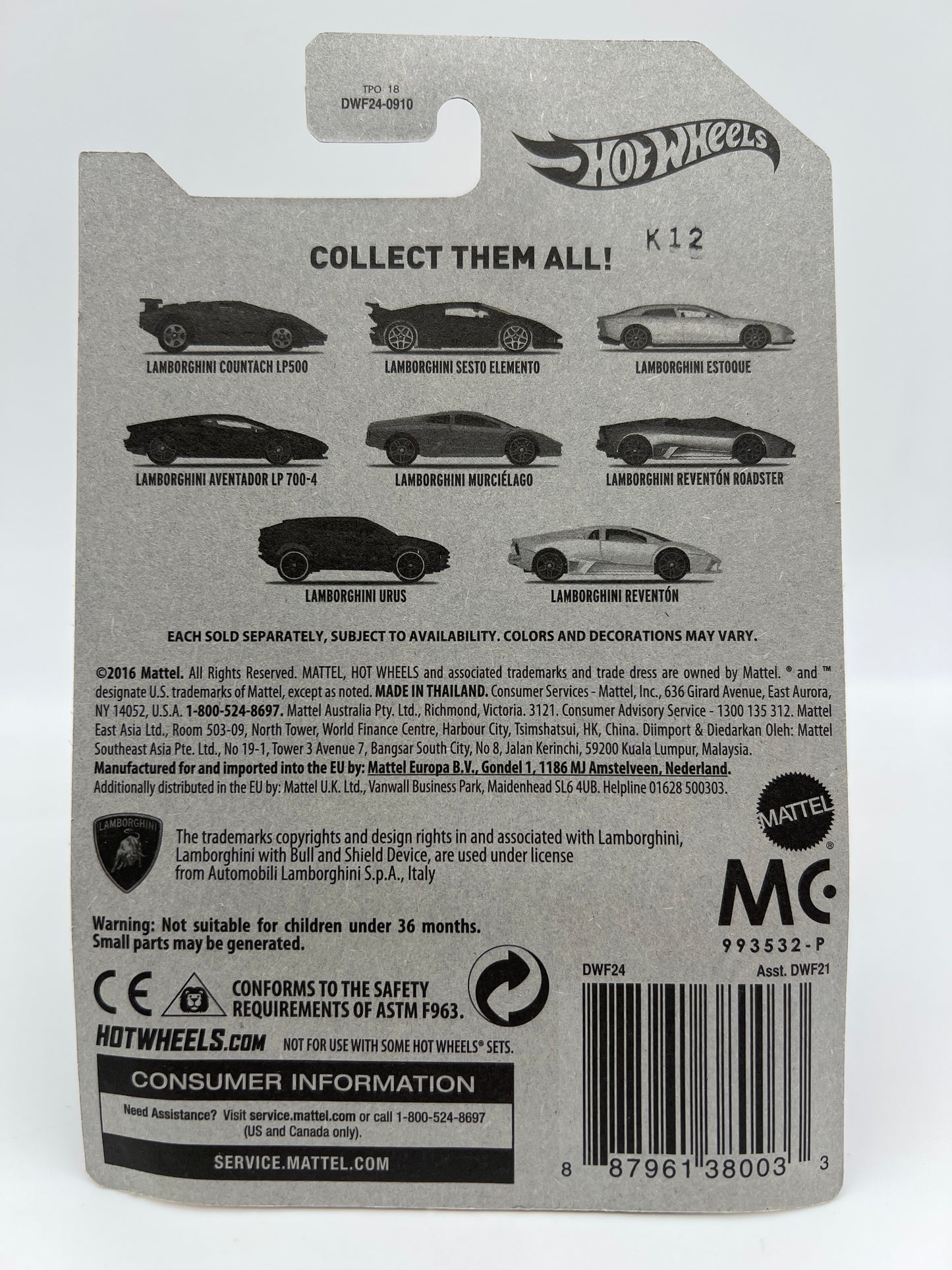 Hot Wheels Lamborghini Series #1 Lamborghini Countach Red 153C