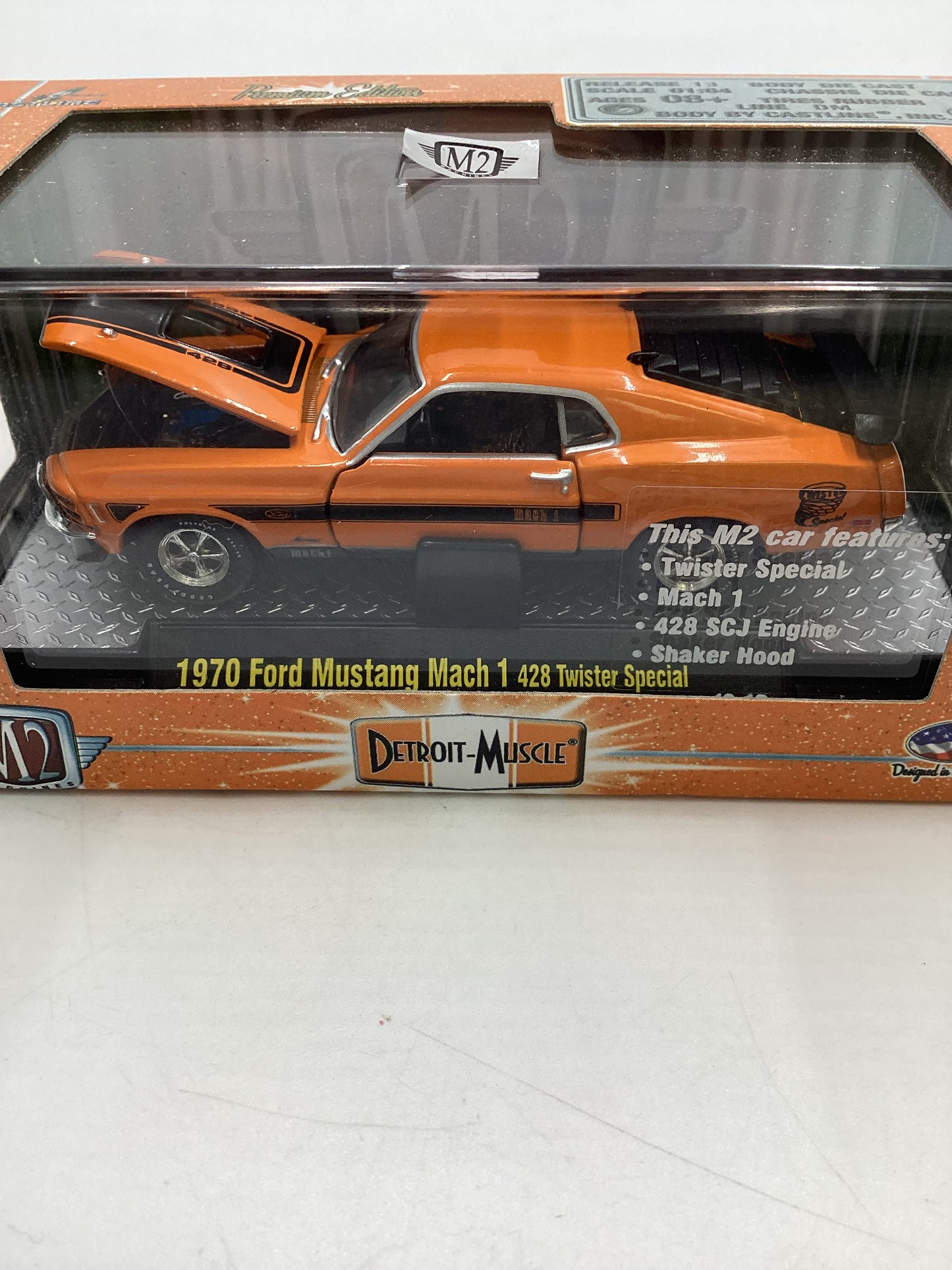 M2 Machines Premium Edition 1970 Ford Mustang Mach 1 428 Twister Special Orange 10-19