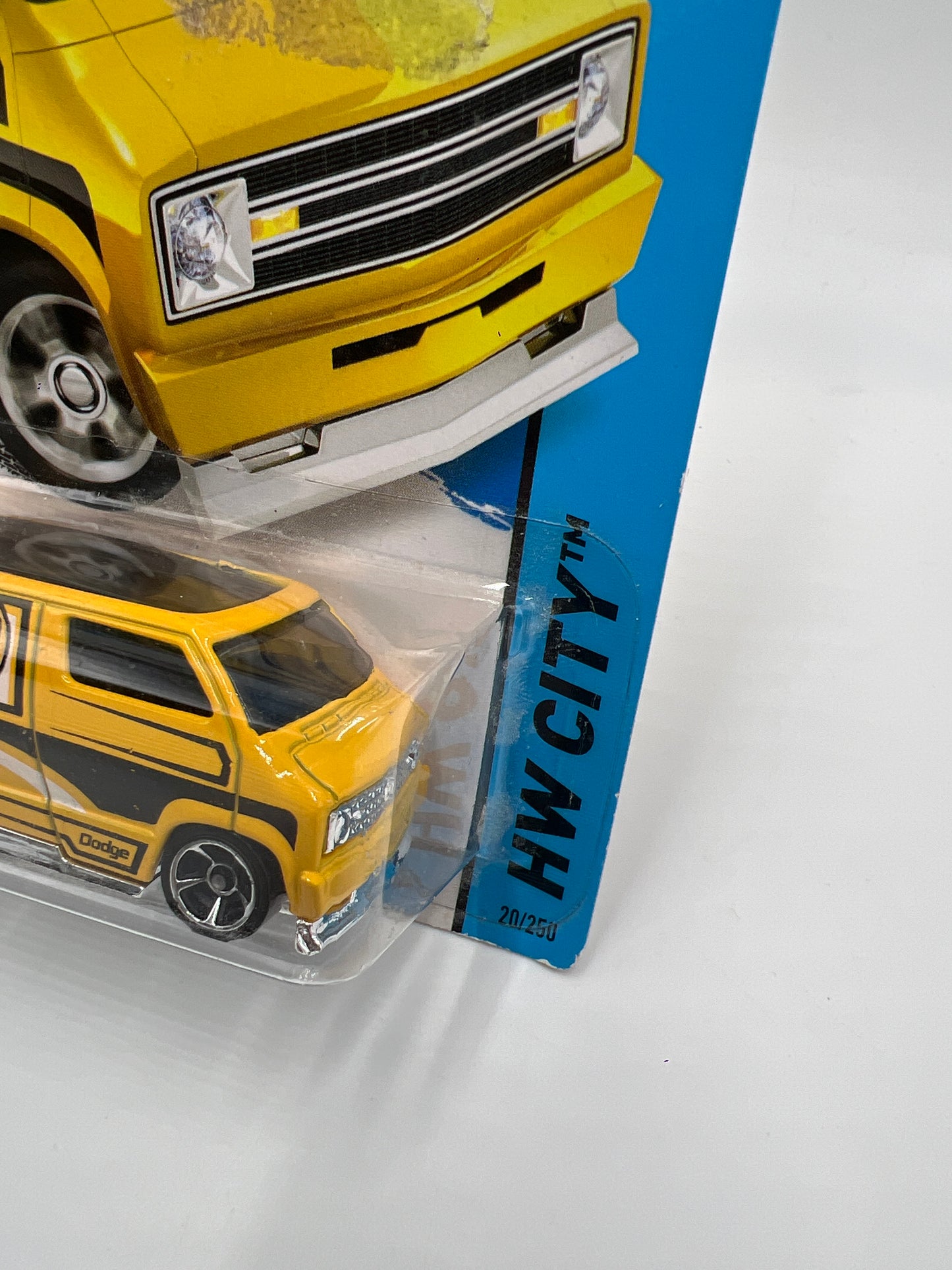 2014 Hot Wheels City #20 Custom 77 Dodge Van Yellow Mooneyes 53B