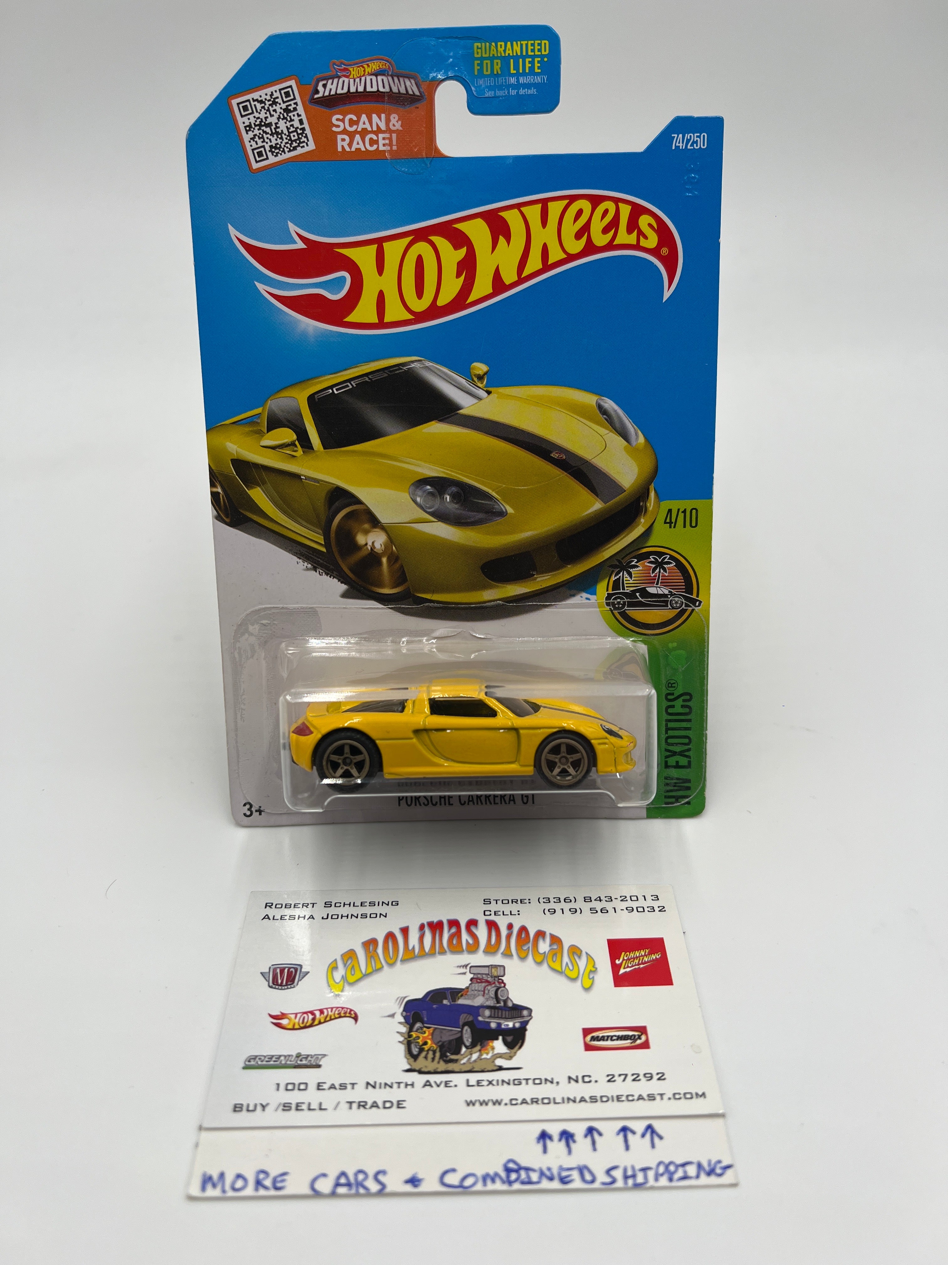 Hot Wheels Porsche Carrera GT Yellow Wheel Swap Custom On Card W