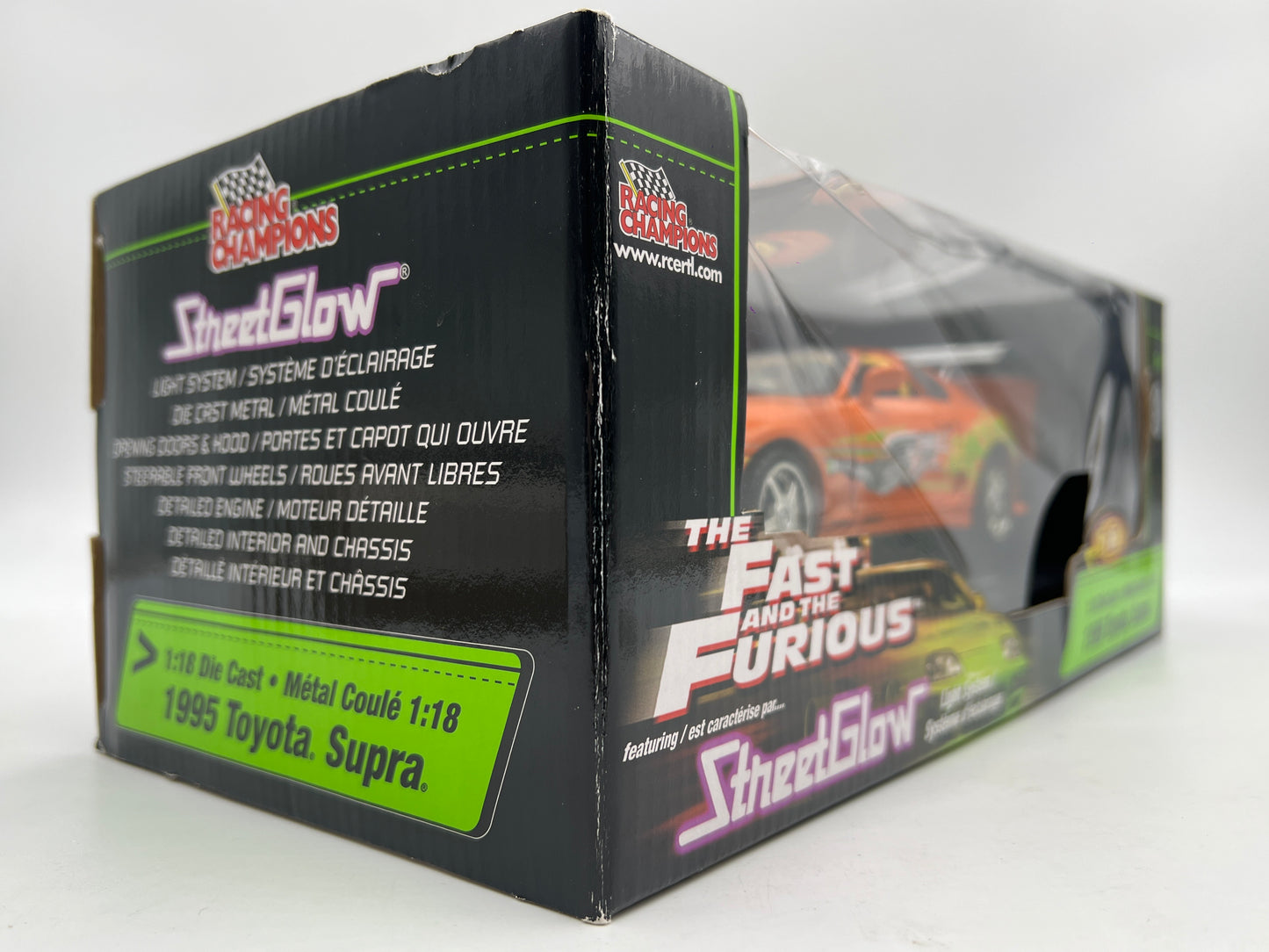 Racing Champions 1/18 Fast & Furious Street Glow 1995 Toyota Supra Orange VHTF Box Not Perfect