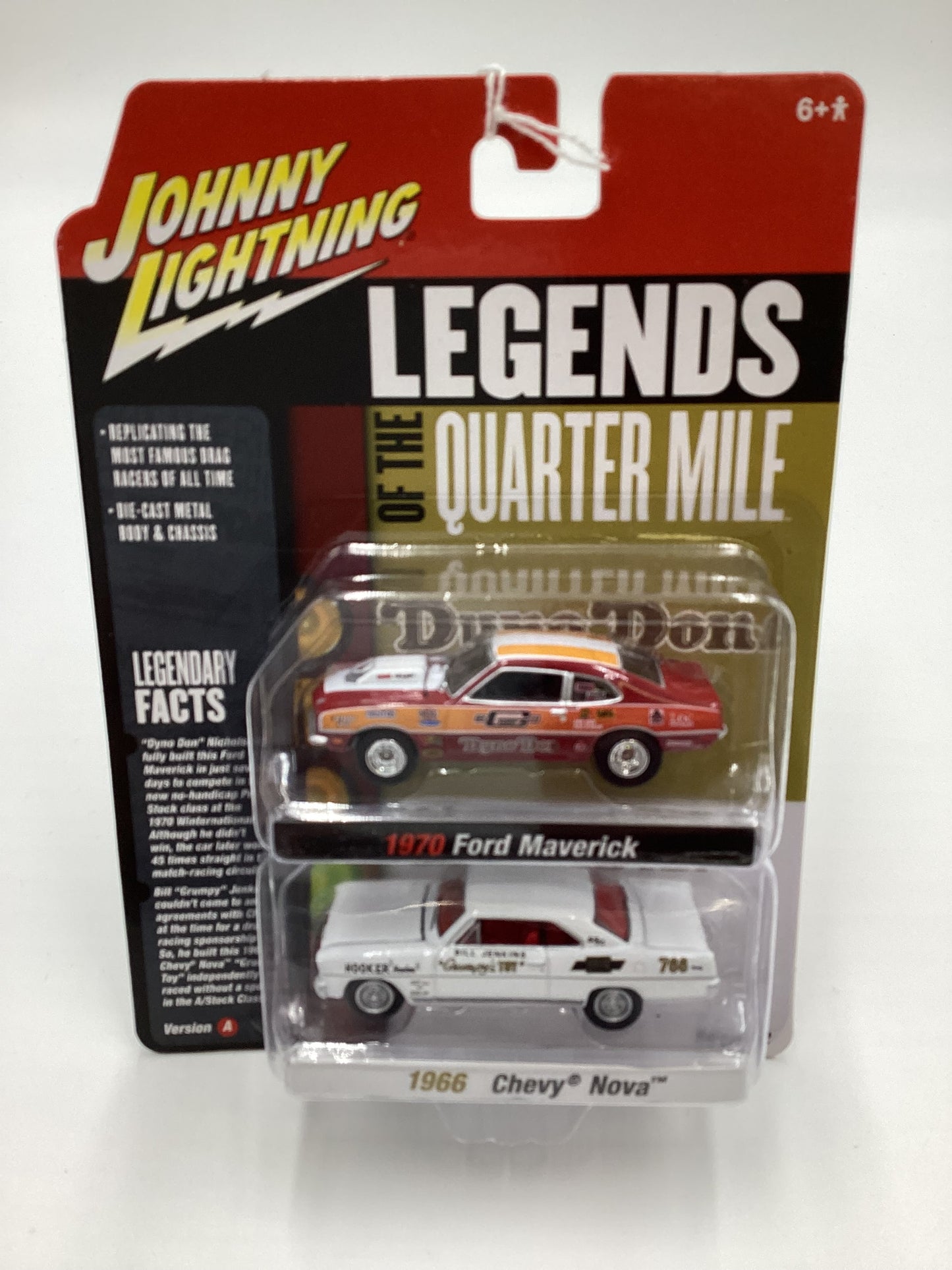 Johnny Lightning Legends of the Quarter Mile Release 2 Version A 1970 Ford Maverick Dino Don 1966 Chevy Nova Grumpys Toy 231B