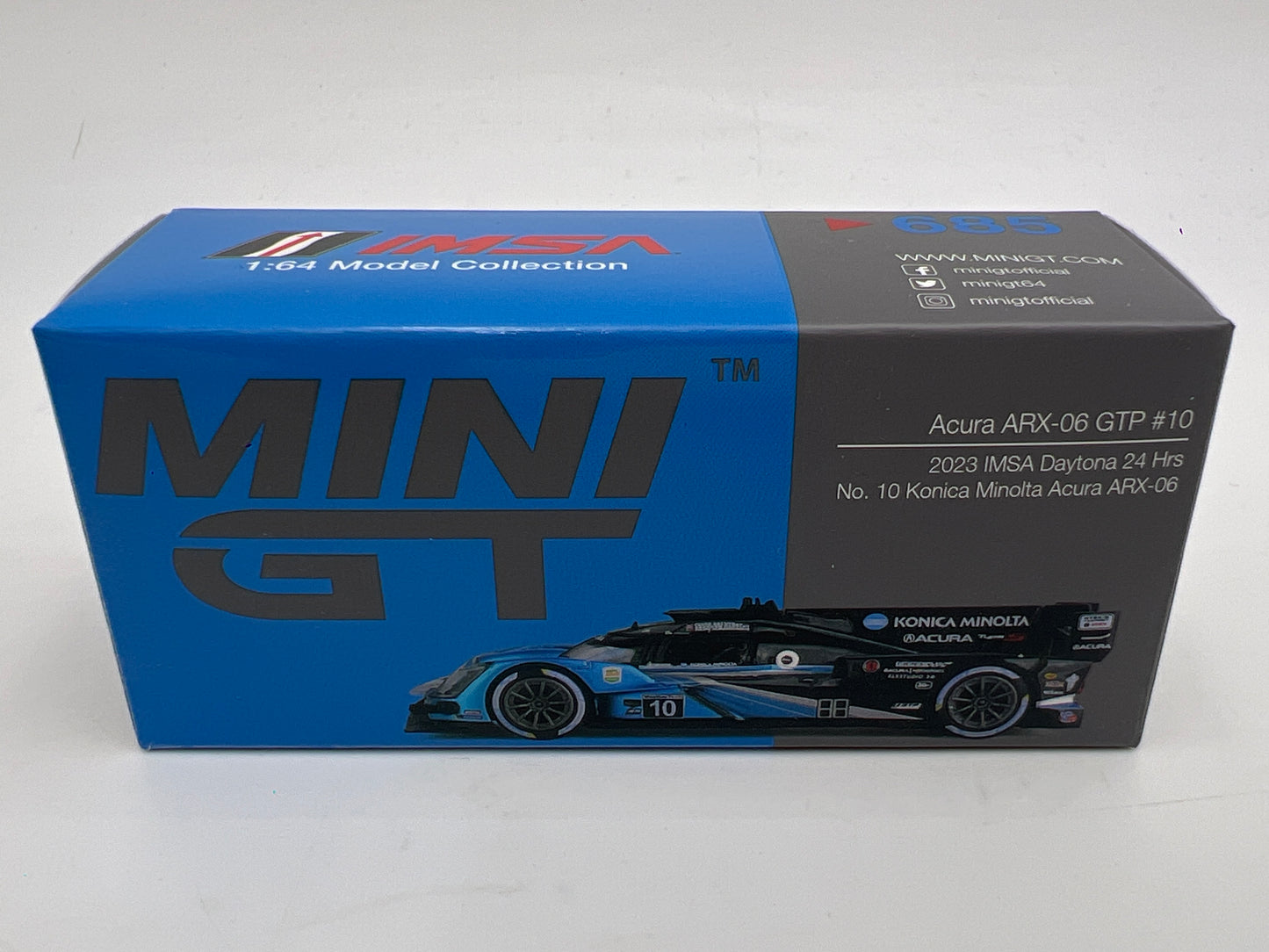 Mini GT #685 Acura ARX-06 GTP #10 2023 IMSA Daytona 24 Hrs Konica Minolta