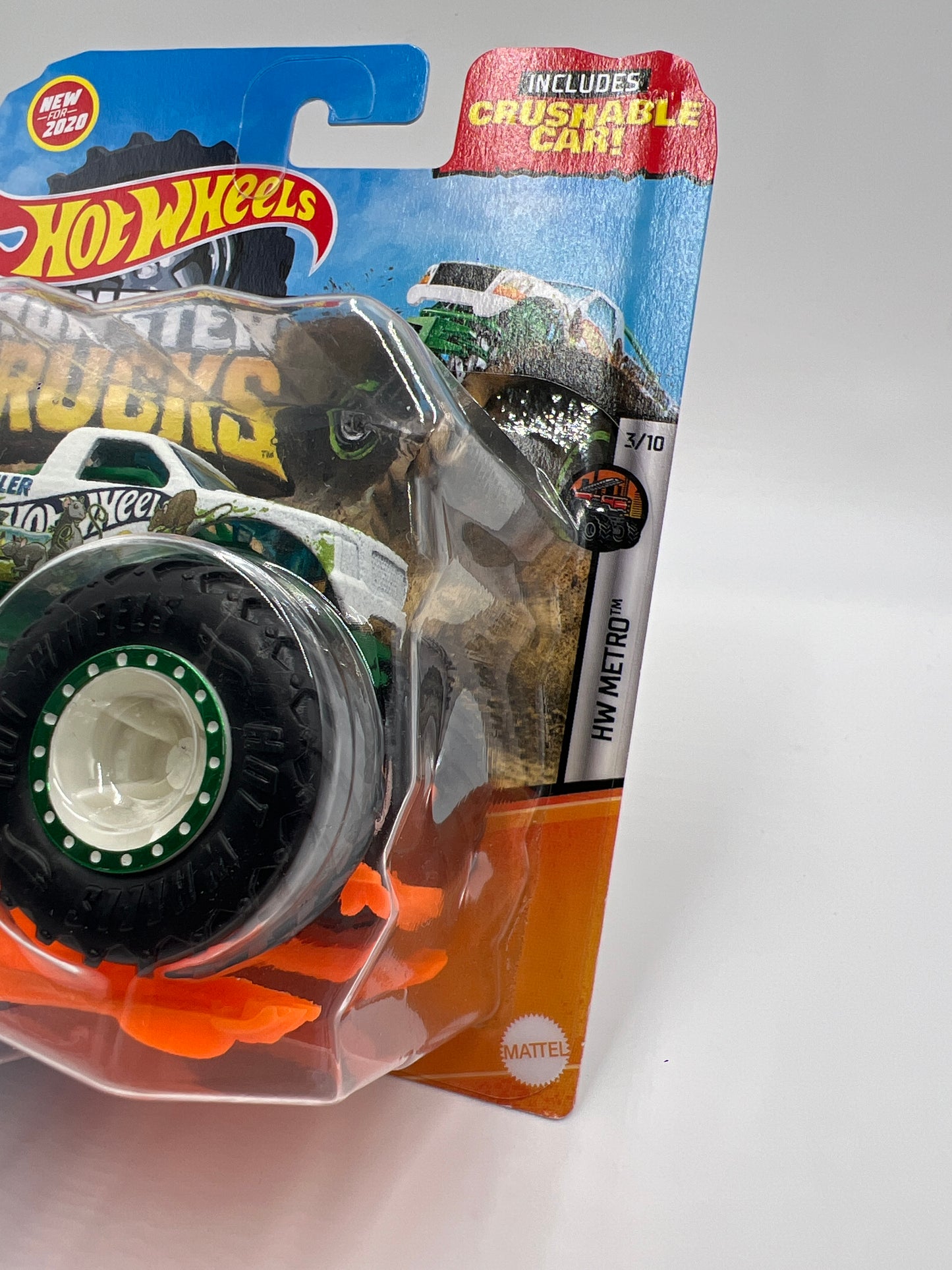 2020 Hot Wheels Monster Trucks HW Metro #3 Gutter Growler W/Protector
