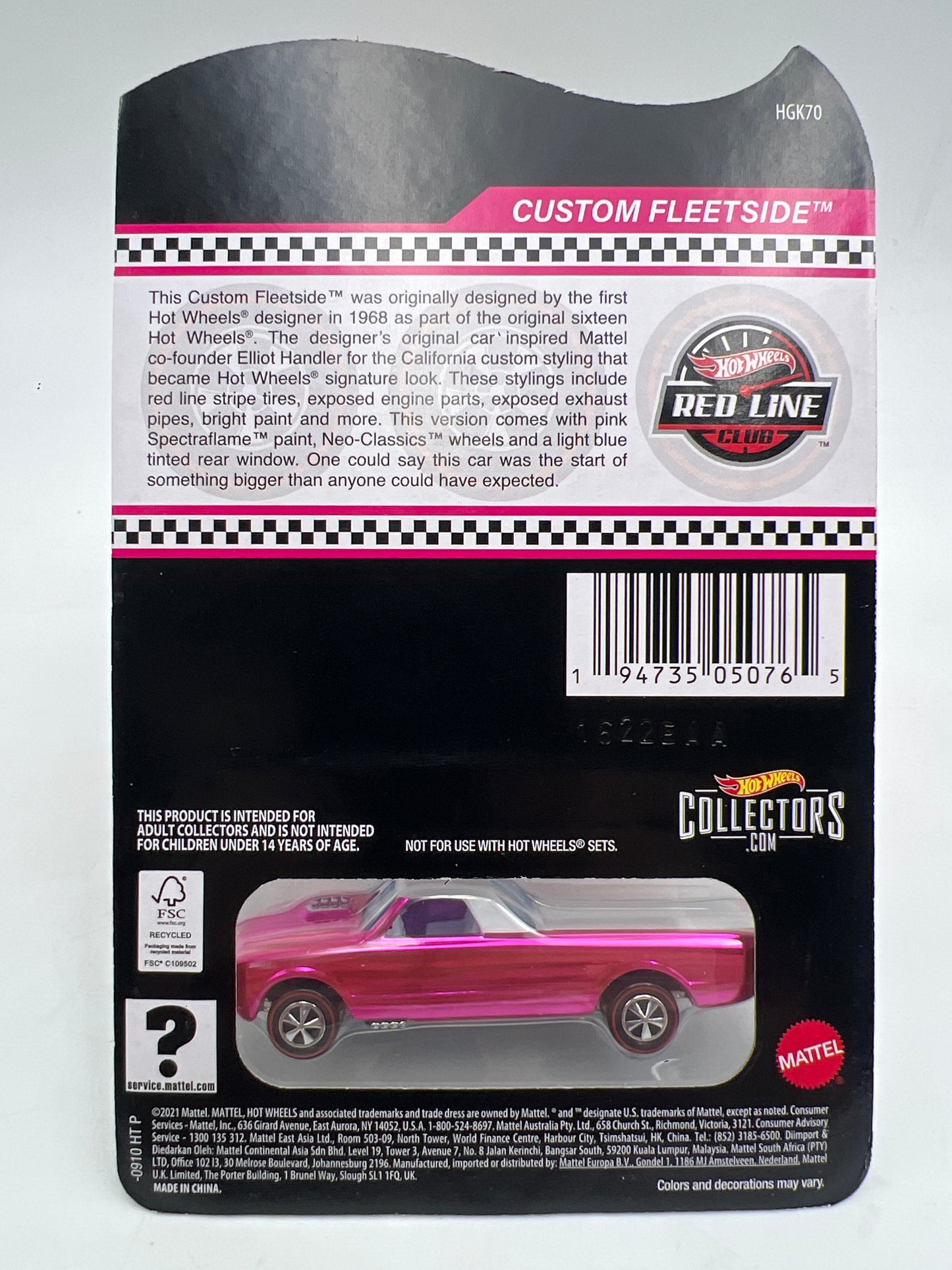2022 Hot Wheels RLC Club Exclusive Custom Fleetside Pink W/Protector