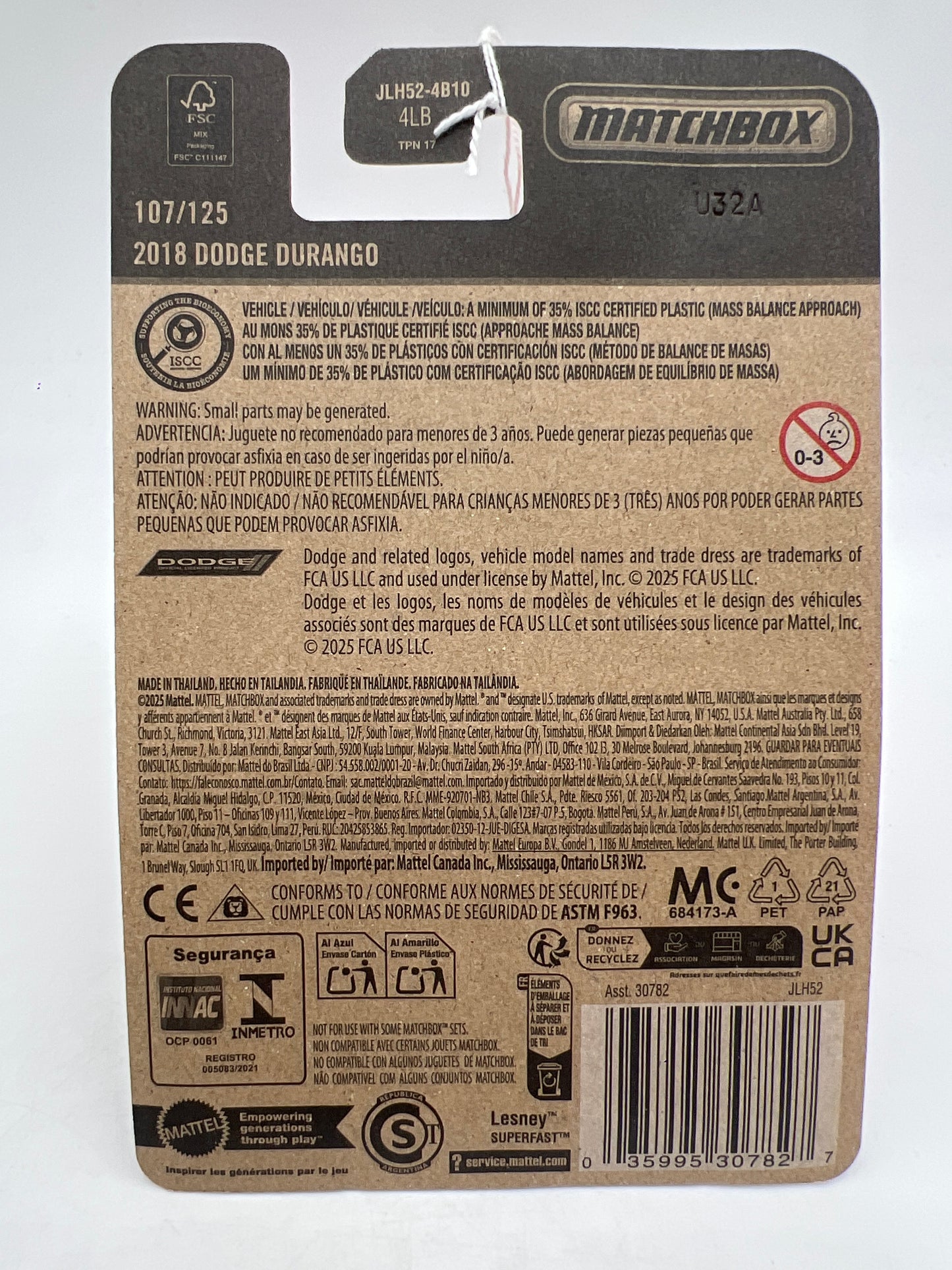 2025 Matchbox #107 2018 Dodge Durango Silver 211L