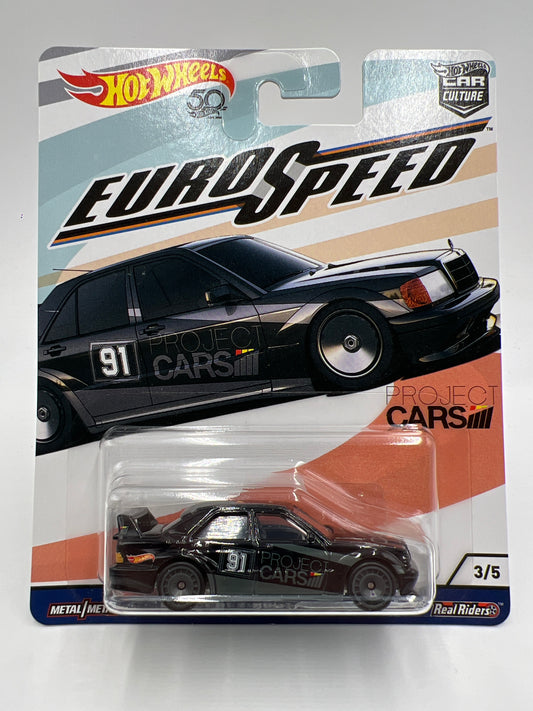 Hot Wheels Premium Euro Speed Project Cars #3 Mercedes-Benz 190E 2.5-16 Black W/Protector