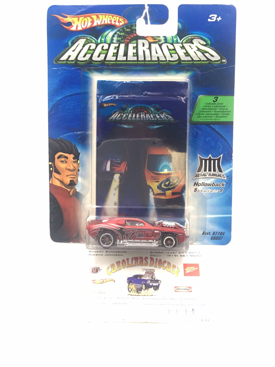 Hot wheels Acceleracers Metal Maniacs Hollowback 5 of 9 international card (Bad card)