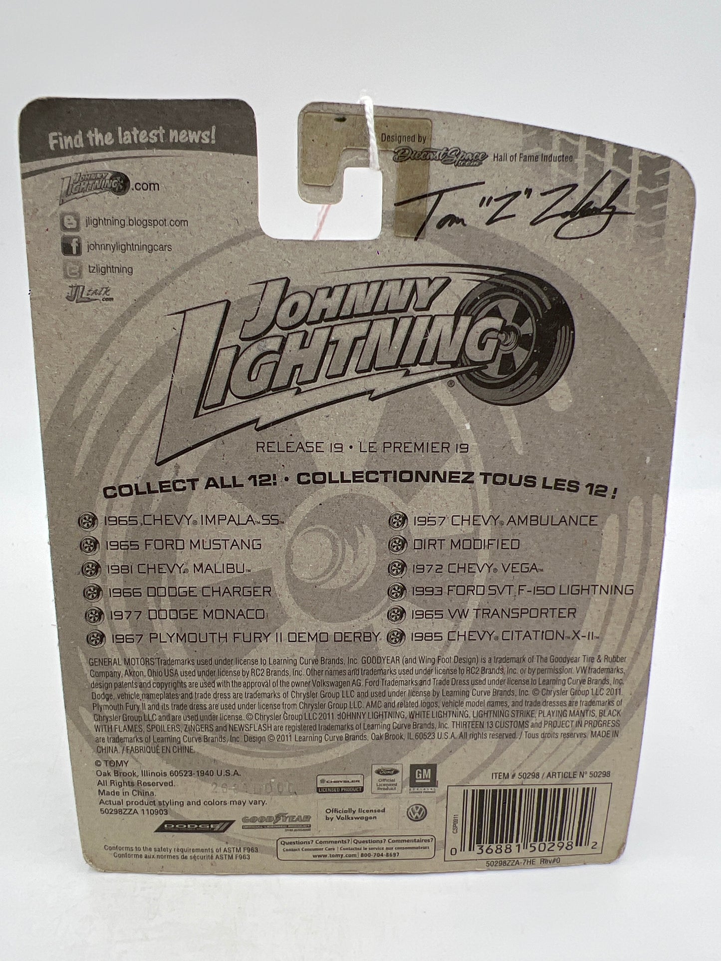 Johnny Lightning Small Card 1965 Ford Mustang Blue